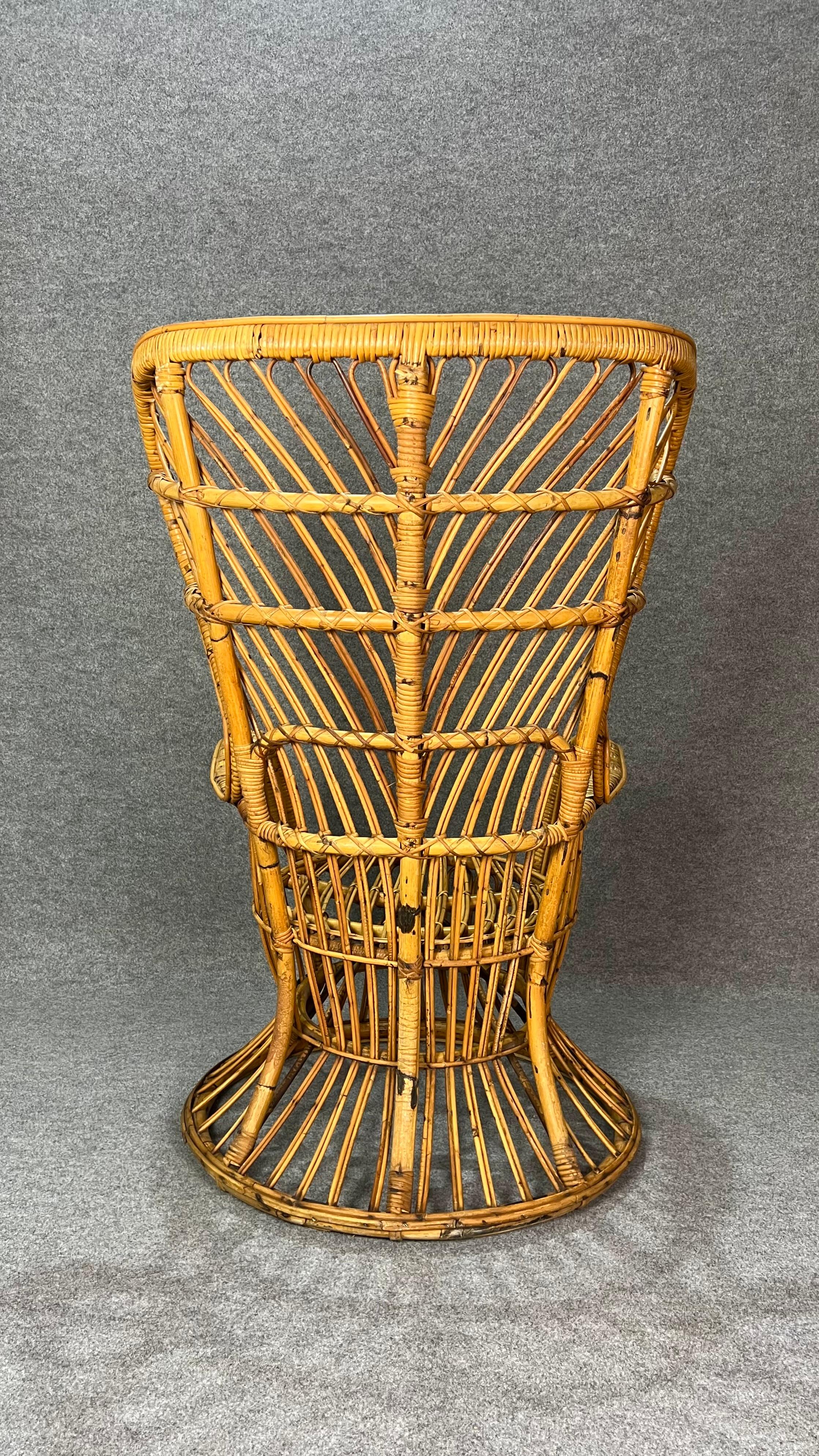 Armchair Bamboo Rattan Gio Ponti Lio Carminati for Bonacina Midcentury 1950s For Sale 2