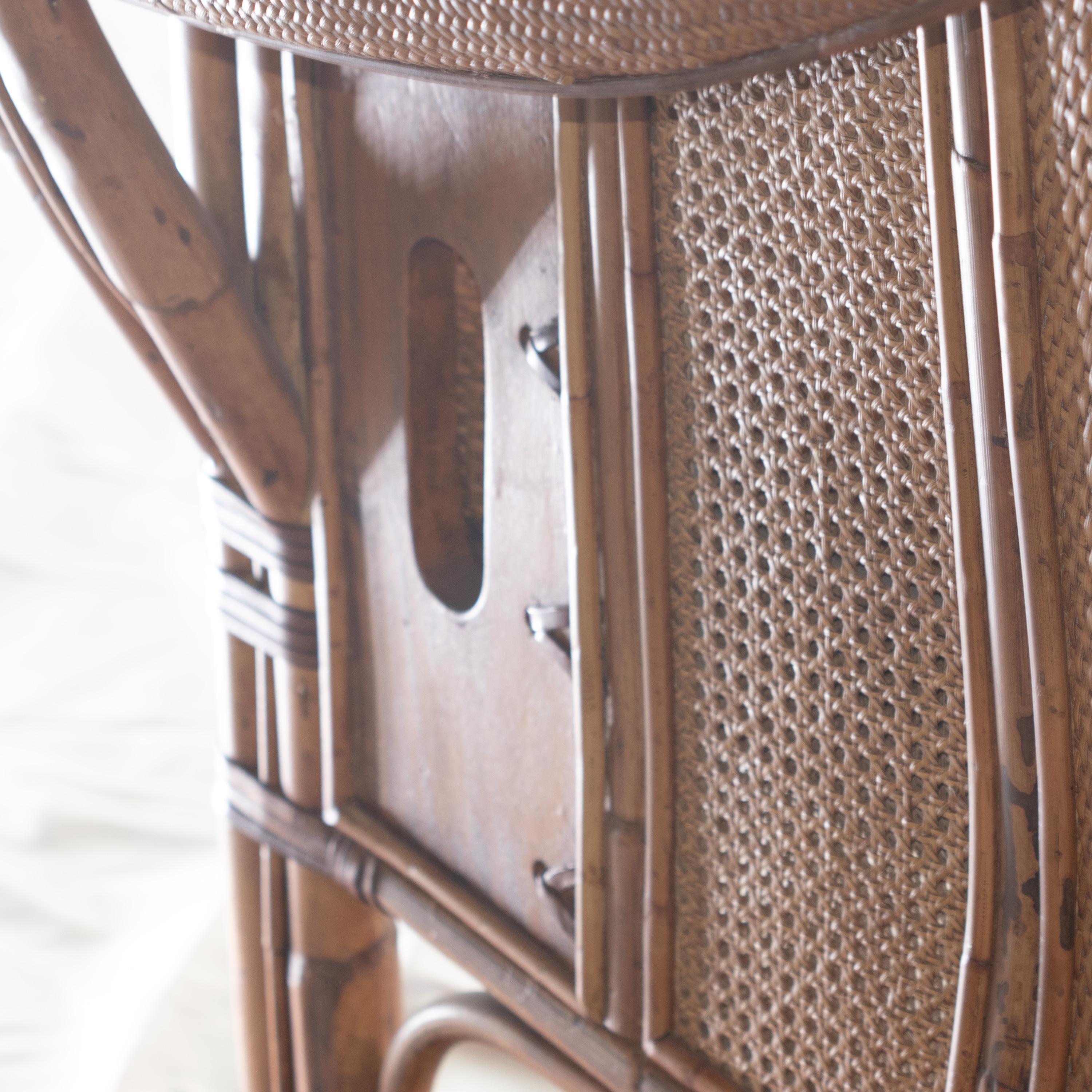 Armchair Bamboo Rattan Wood Handmade Ramon Castellano Leather Kalma Furniture For Sale 5