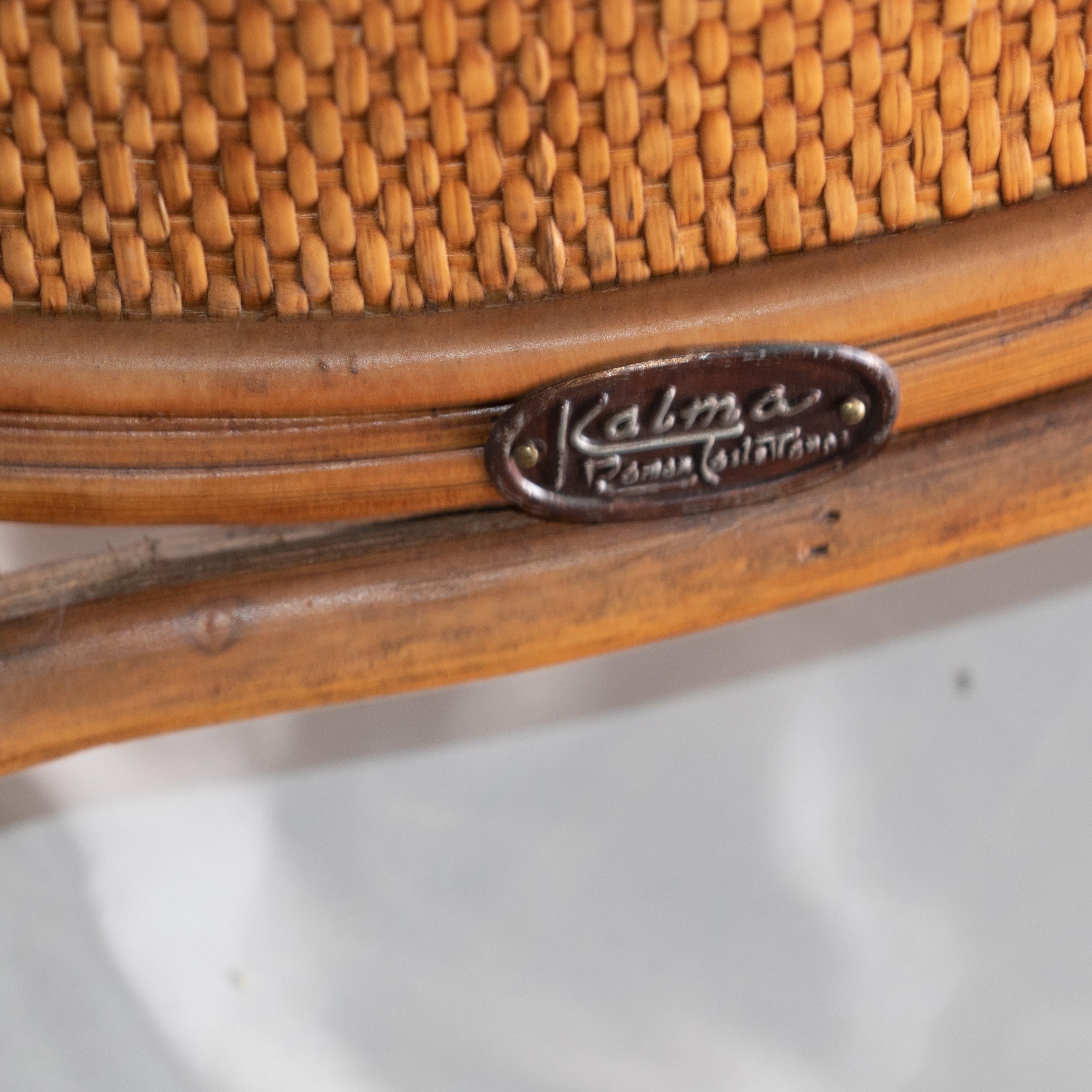 Armchair Bamboo Rattan Wood Handmade Ramon Castellano Leather Kalma Furniture For Sale 6