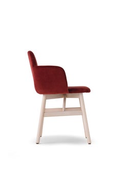 Armchair Bardot Wood, Fabric, Metal, Black, Red, Green Modern by Emilio Nanni