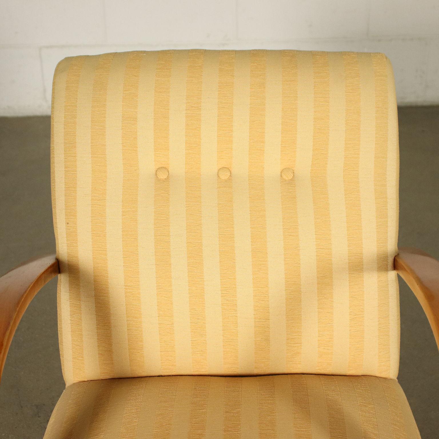 Mid-Century Modern Armchair Beech Foam Fabric Italy 1940s