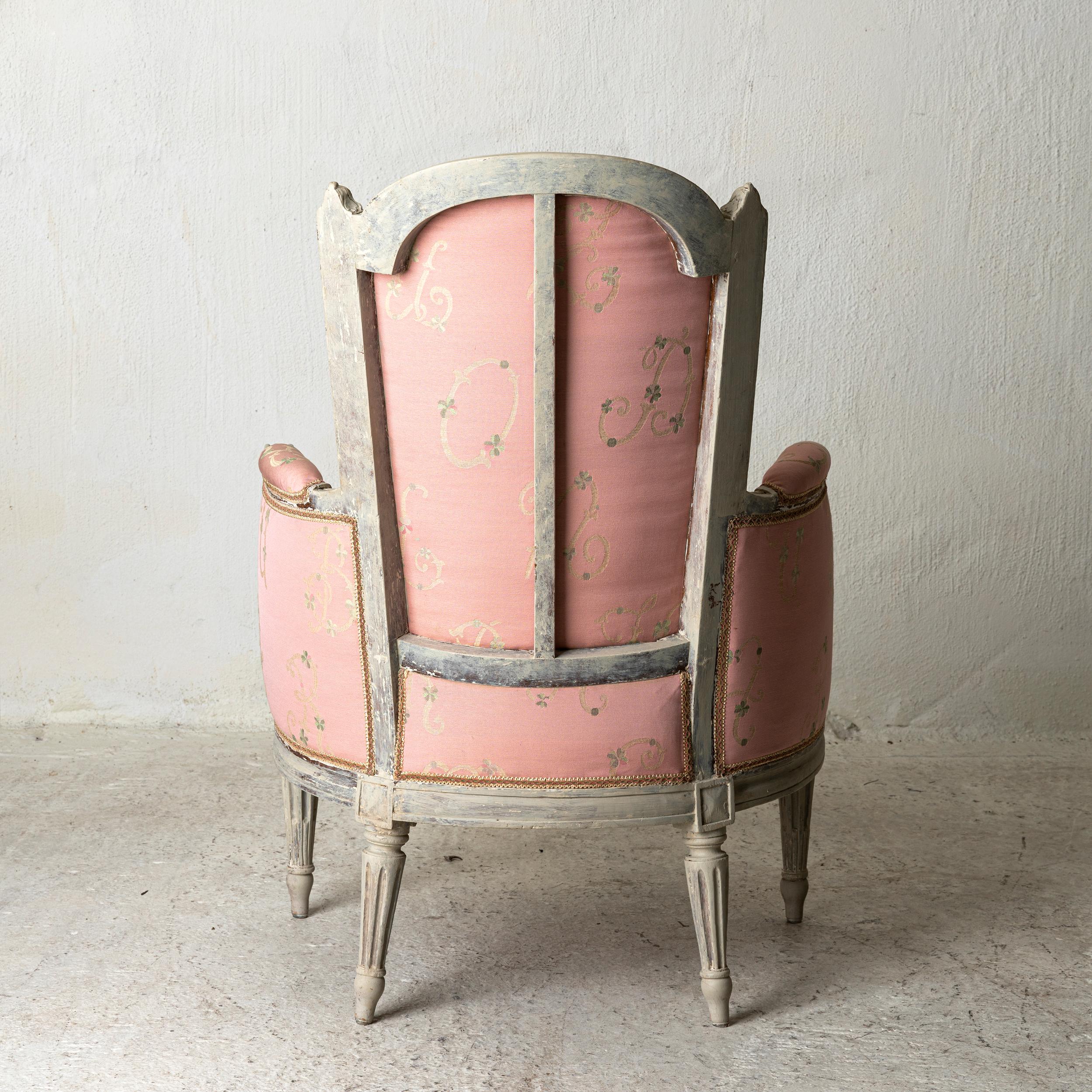 pink french armchair