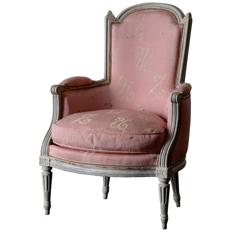 Armchair Bergère Louis XVI Neoclassical French White Pink France For