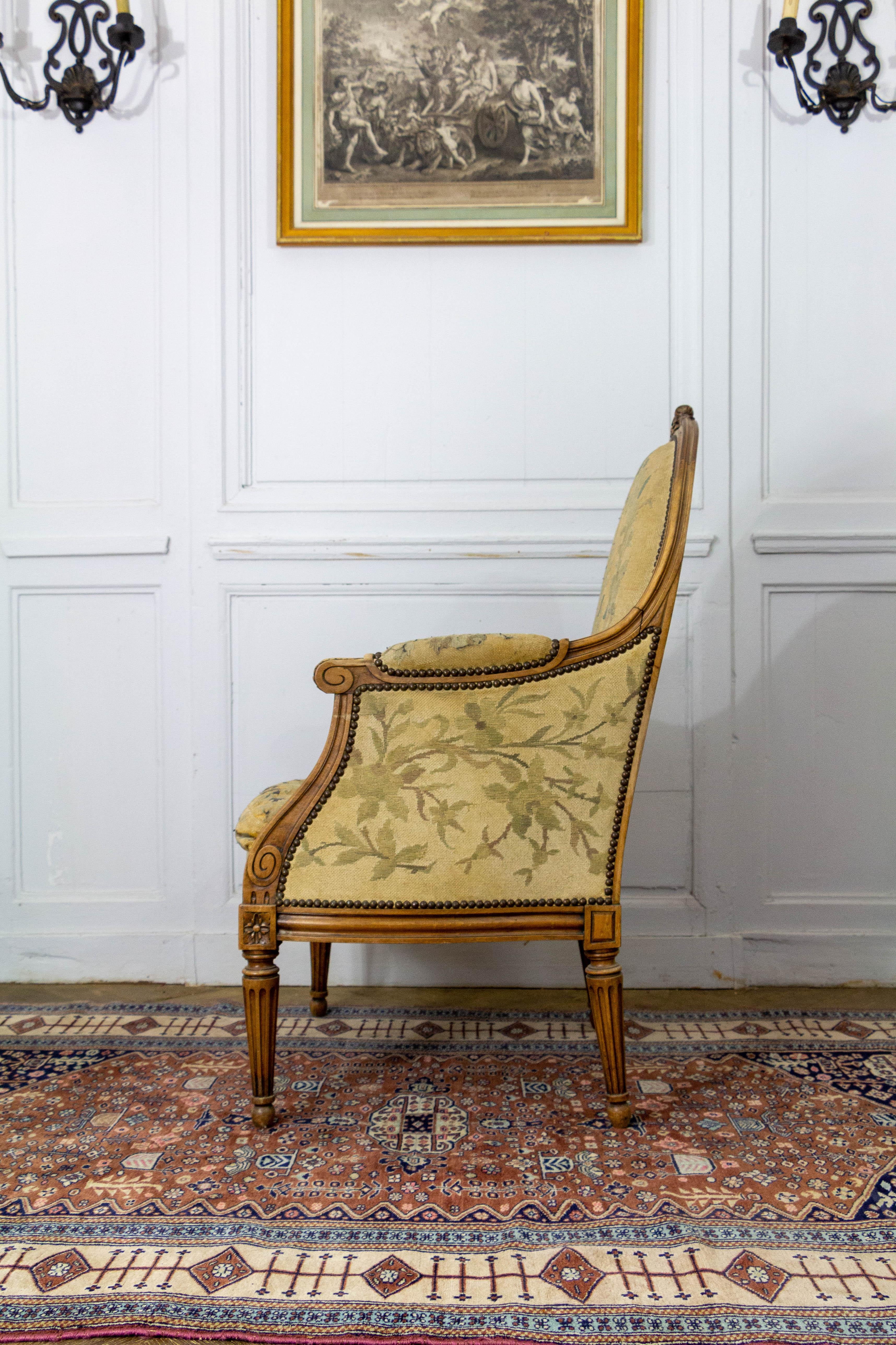 Armchair Bergère of Louis XVI Period In Good Condition In Beuzevillette, FR