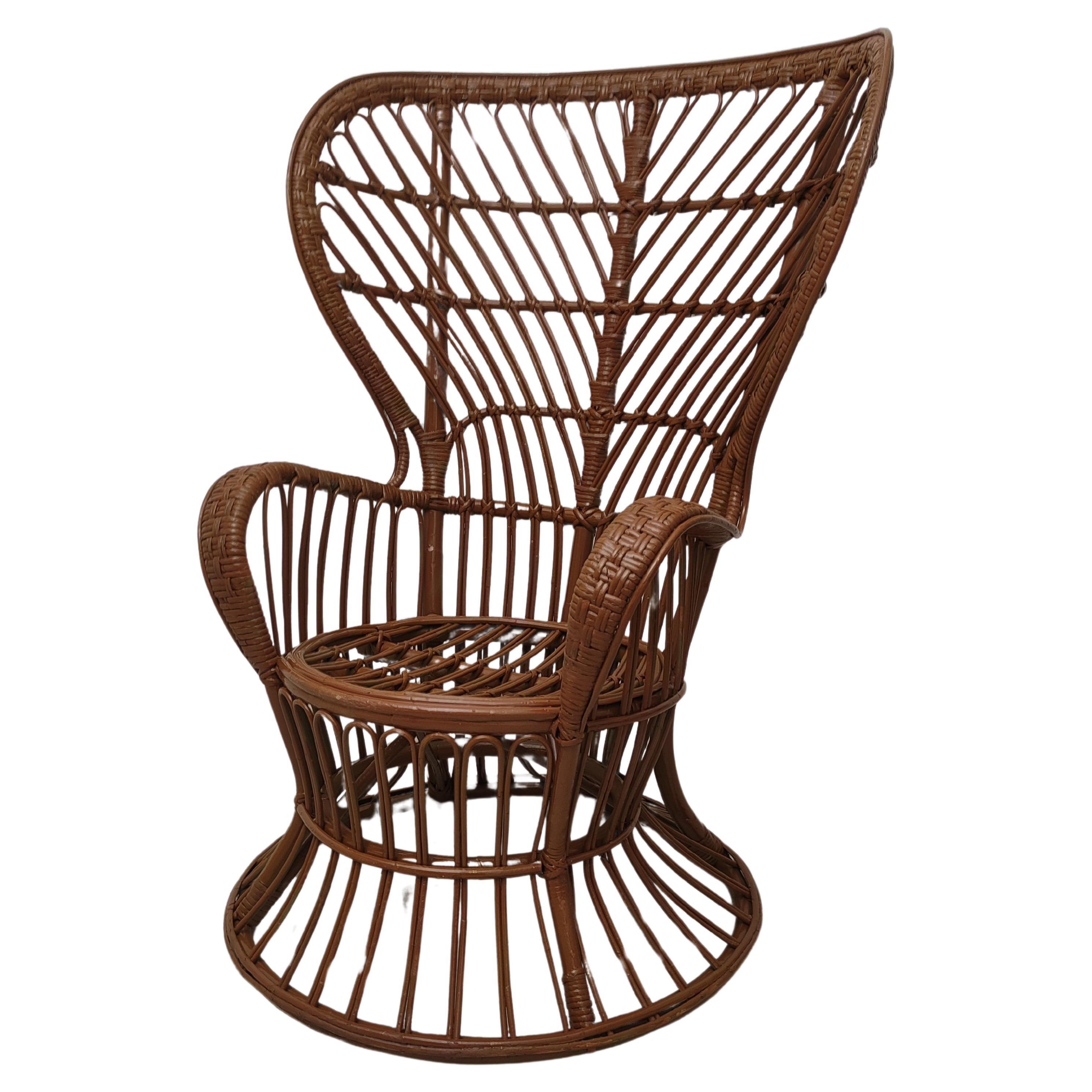 Armchair Biancamano design Gio Ponti anni 50 rattan For Sale