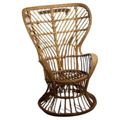 Vintage Armchair Biancamano in Wicker by Gio Ponti
