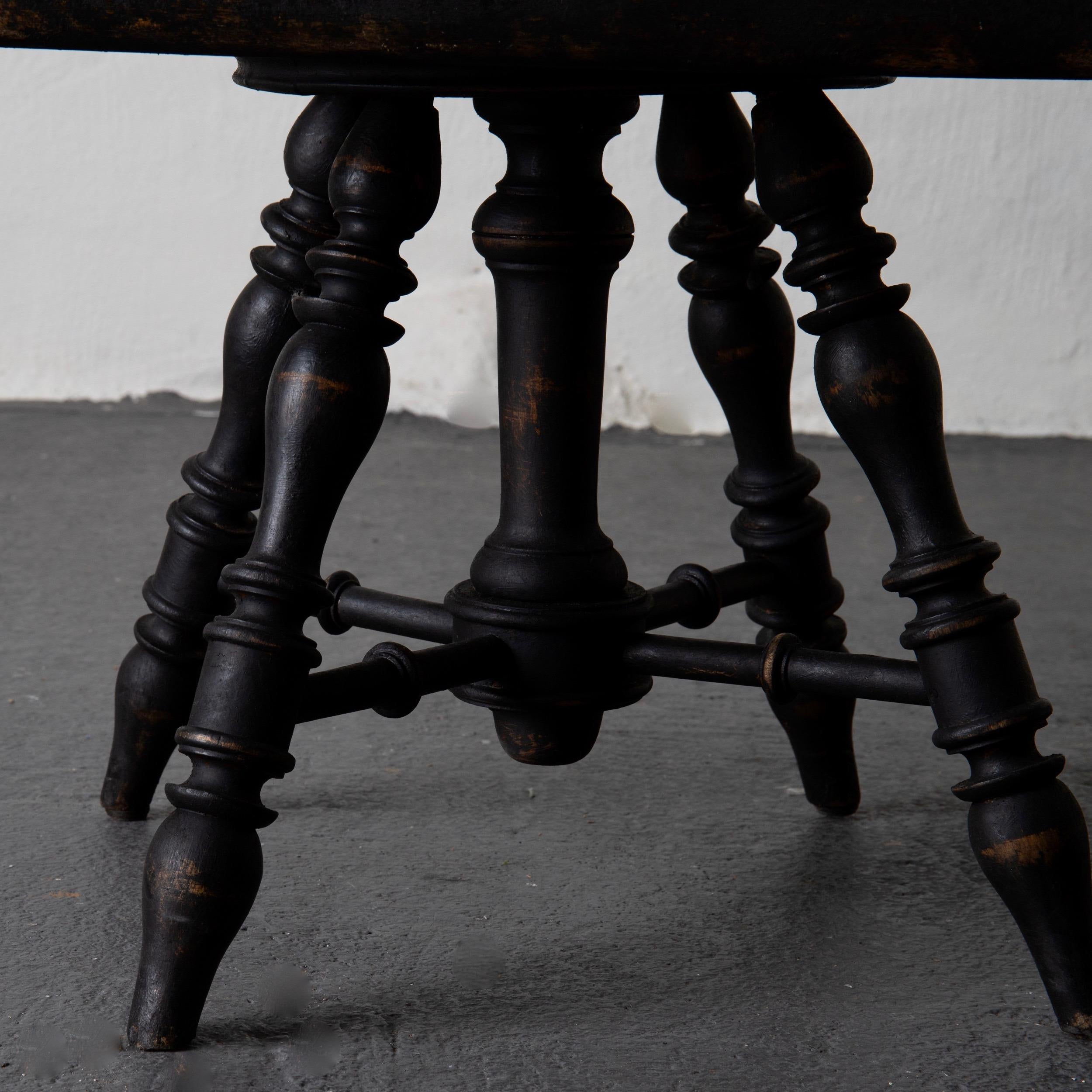 Fauteuil, chaise noire Capitaine suédois XIXe siècle Suède  en vente 2