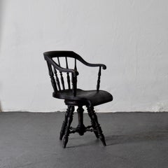 Armchair Captain's Chair Black Swedish 19th Century Sweden