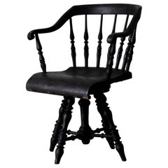 Used Armchair Captain's Chair Black Swedish 19th Century Sweden