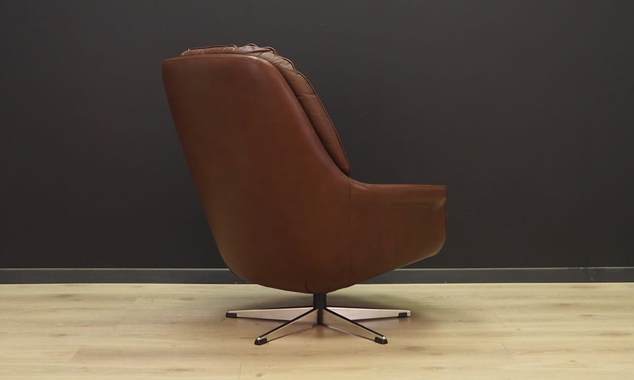 Armchair Brown Leather Danish Design, 1960s 5
