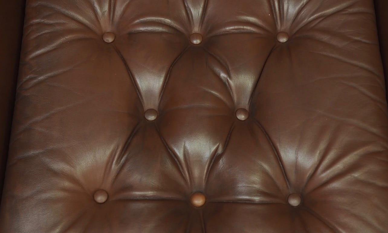 Armchair Brown Leather Danish Design, 1960s 6