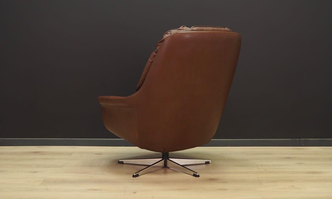 Armchair Brown Leather Danish Design, 1960s 1