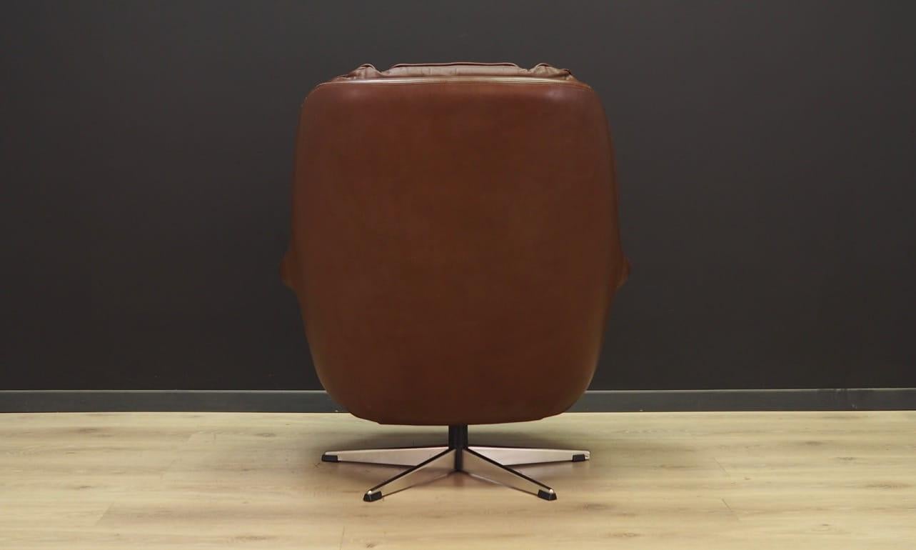 Armchair Brown Leather Danish Design, 1960s 3