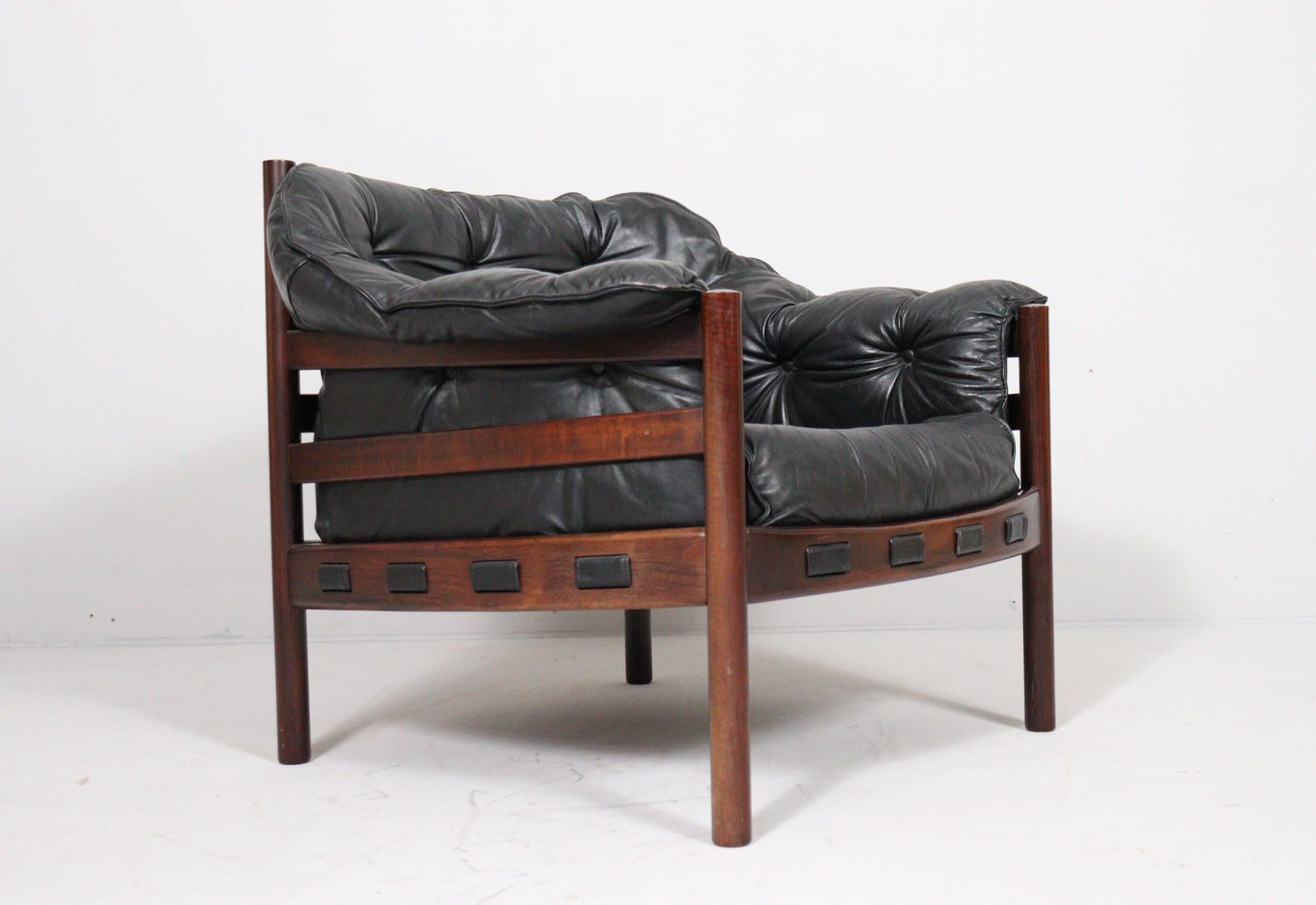 Leather Arne Norell & Sven Ellekaer Armchair for Coja Sweden 1960 For Sale