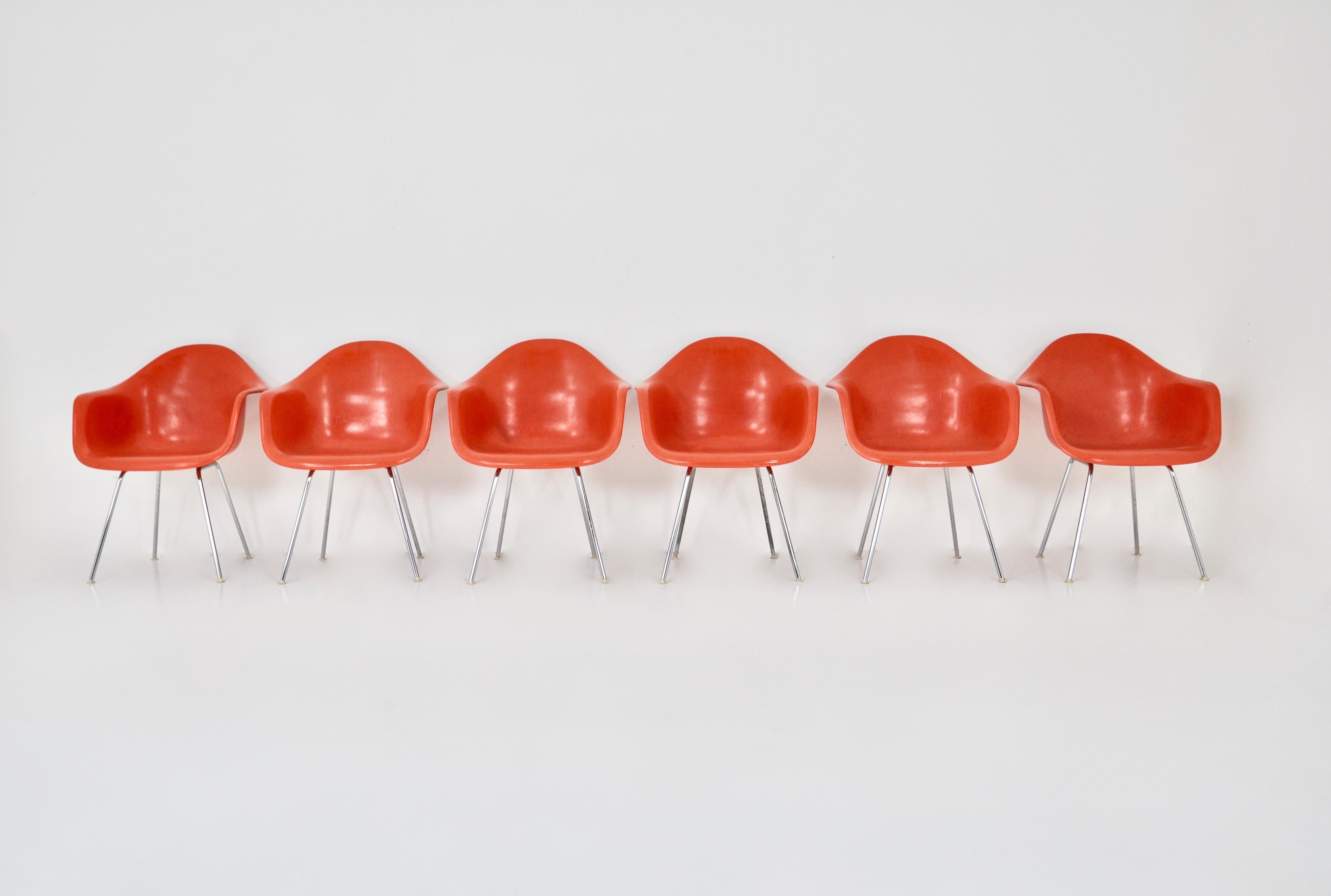 Mid-Century Modern Armchairs by Charles & Ray Eames for Herman Miller, 1970s, set of 6 For Sale