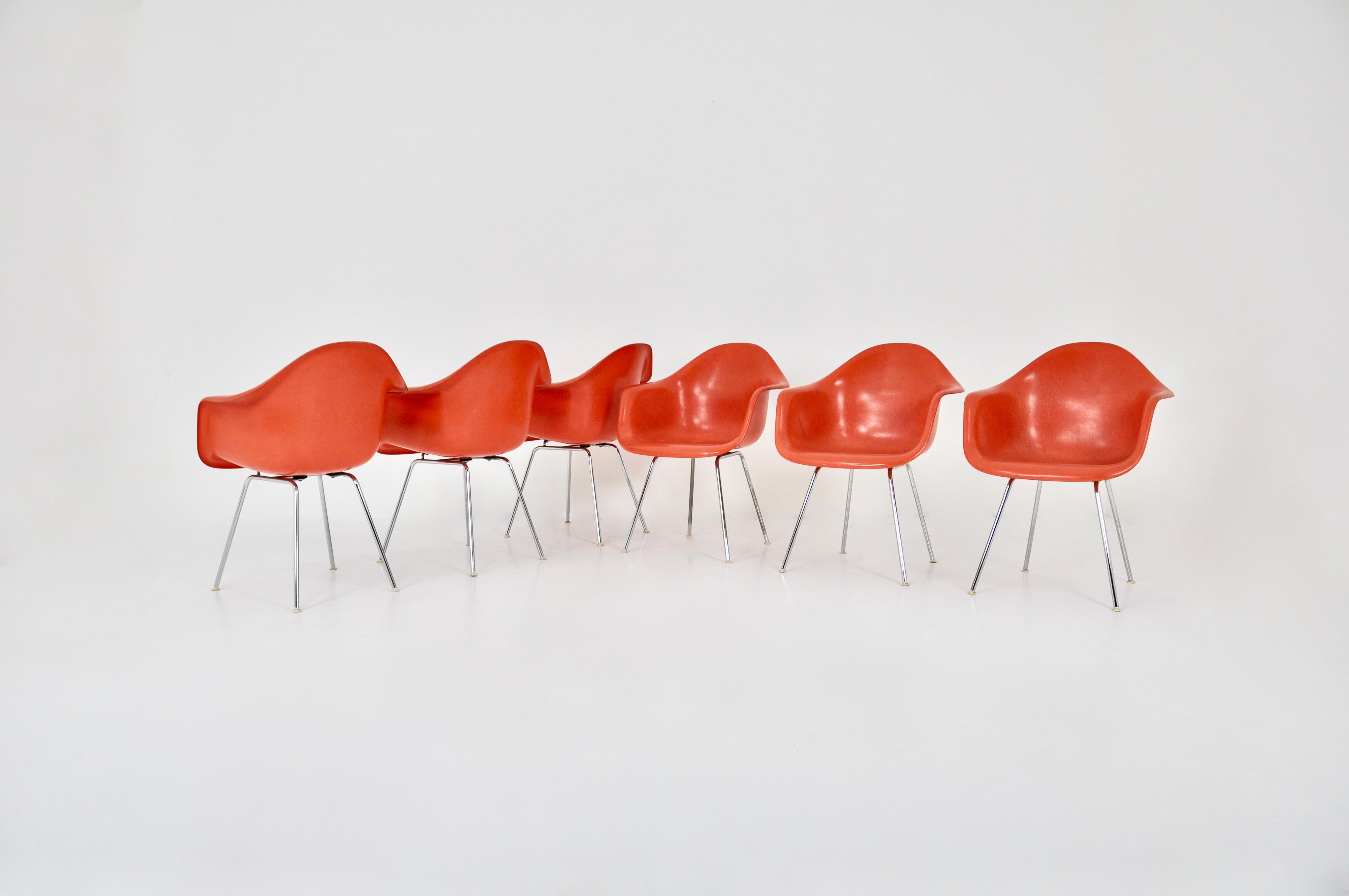 Metal Armchairs by Charles & Ray Eames for Herman Miller, 1970s, set of 6 For Sale