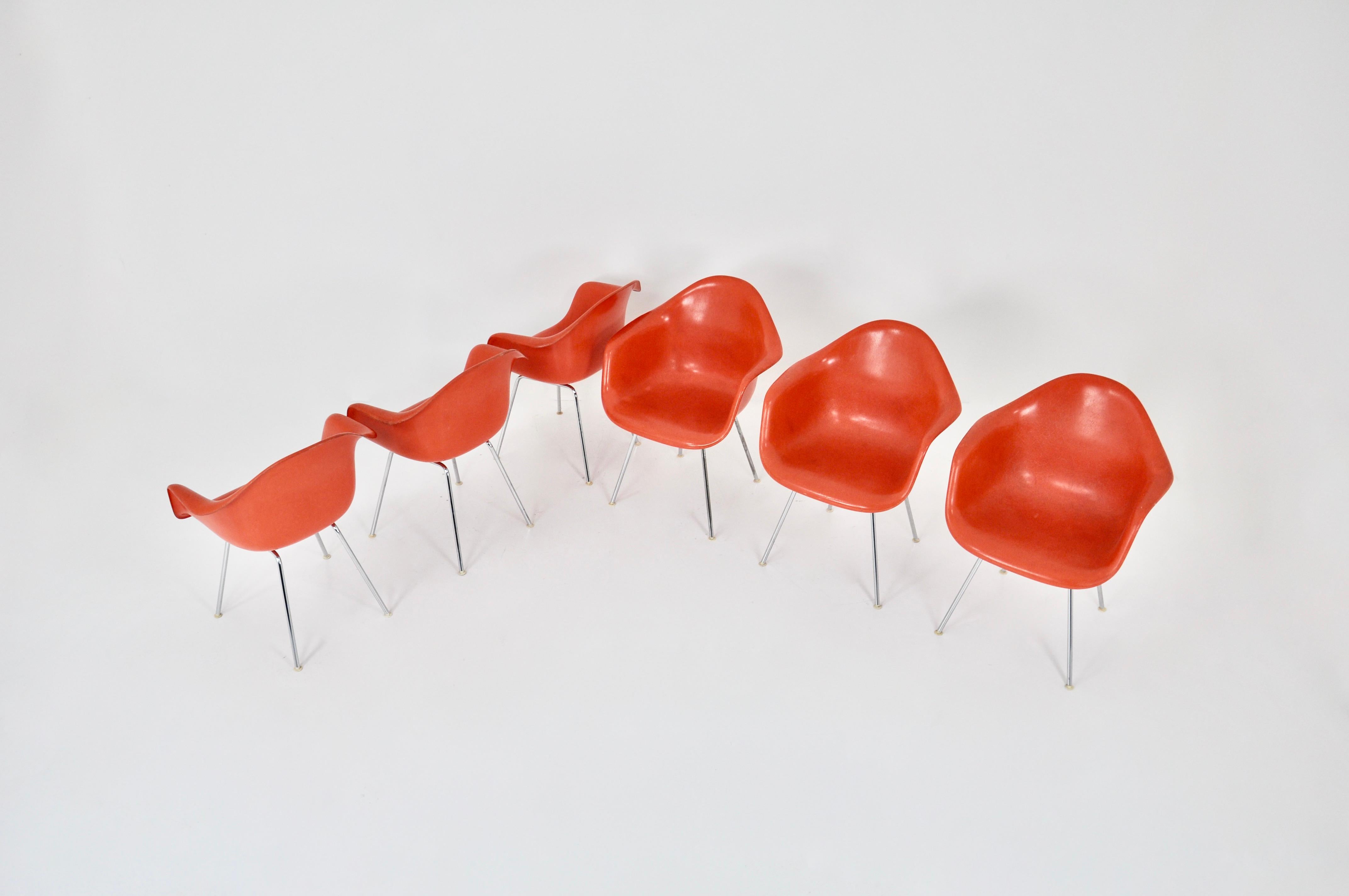 Armchairs by Charles & Ray Eames for Herman Miller, 1970s, set of 6 For Sale 1