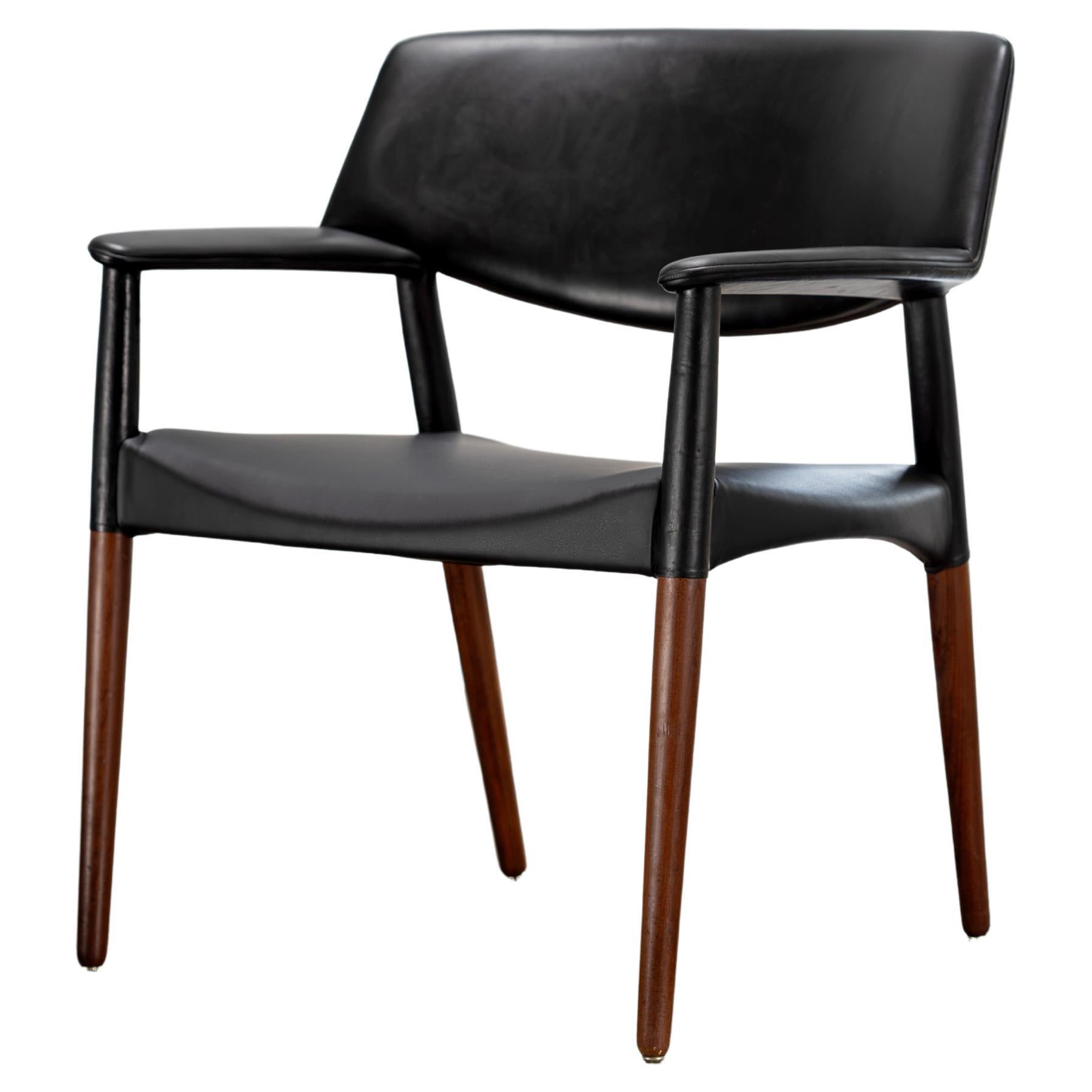 Armchair by Ejnar Larsen & Aksel Bender Madsen for Willy Beck, Leather, 1949