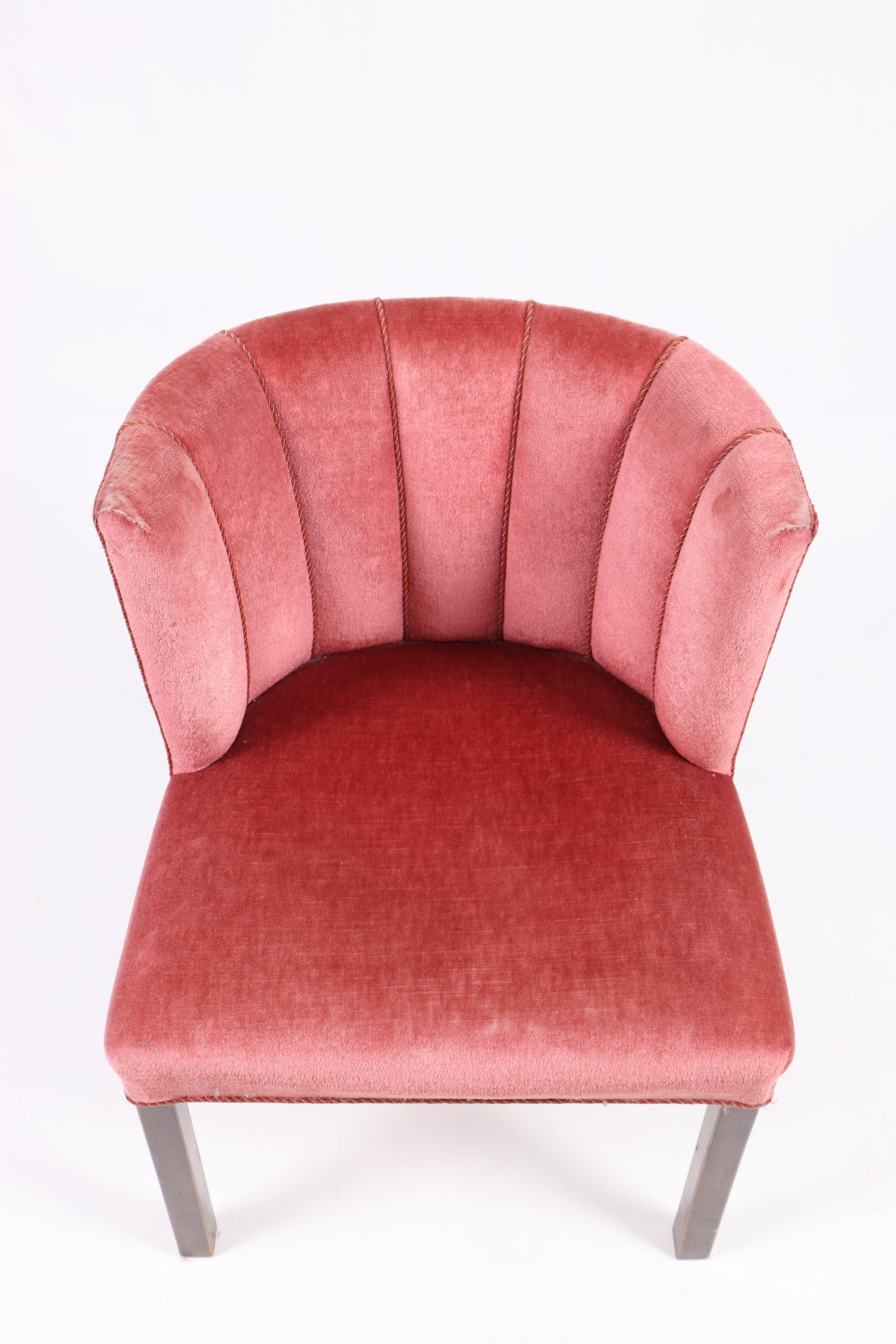 Sessel aus Stoff, entworfen und hergestellt von Fritz Hansen in den 1940er Jahren. Ursprünglicher Zustand.