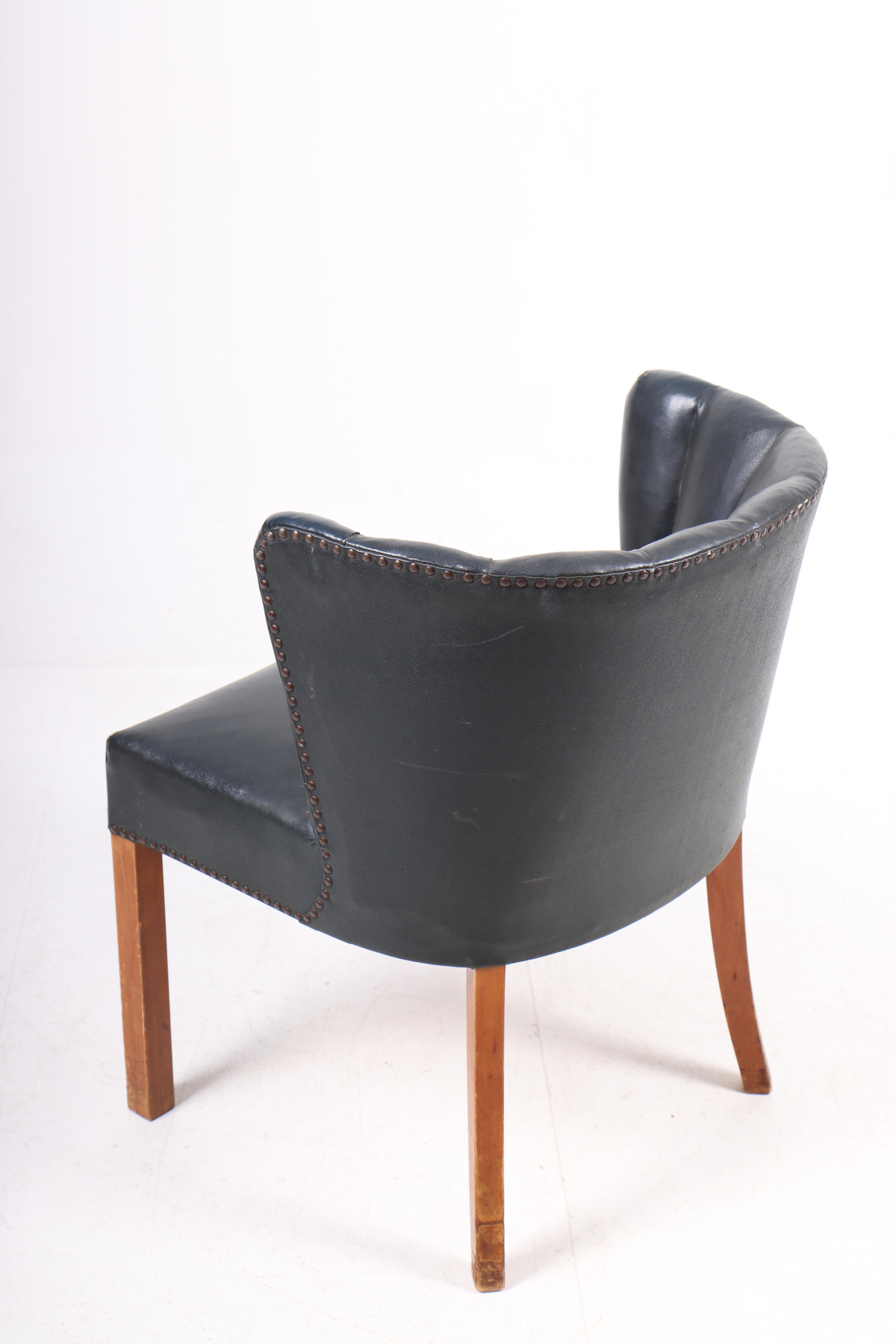 Faux Leather Armchair by Fritz Hansen, Danish Design, 1940s For Sale