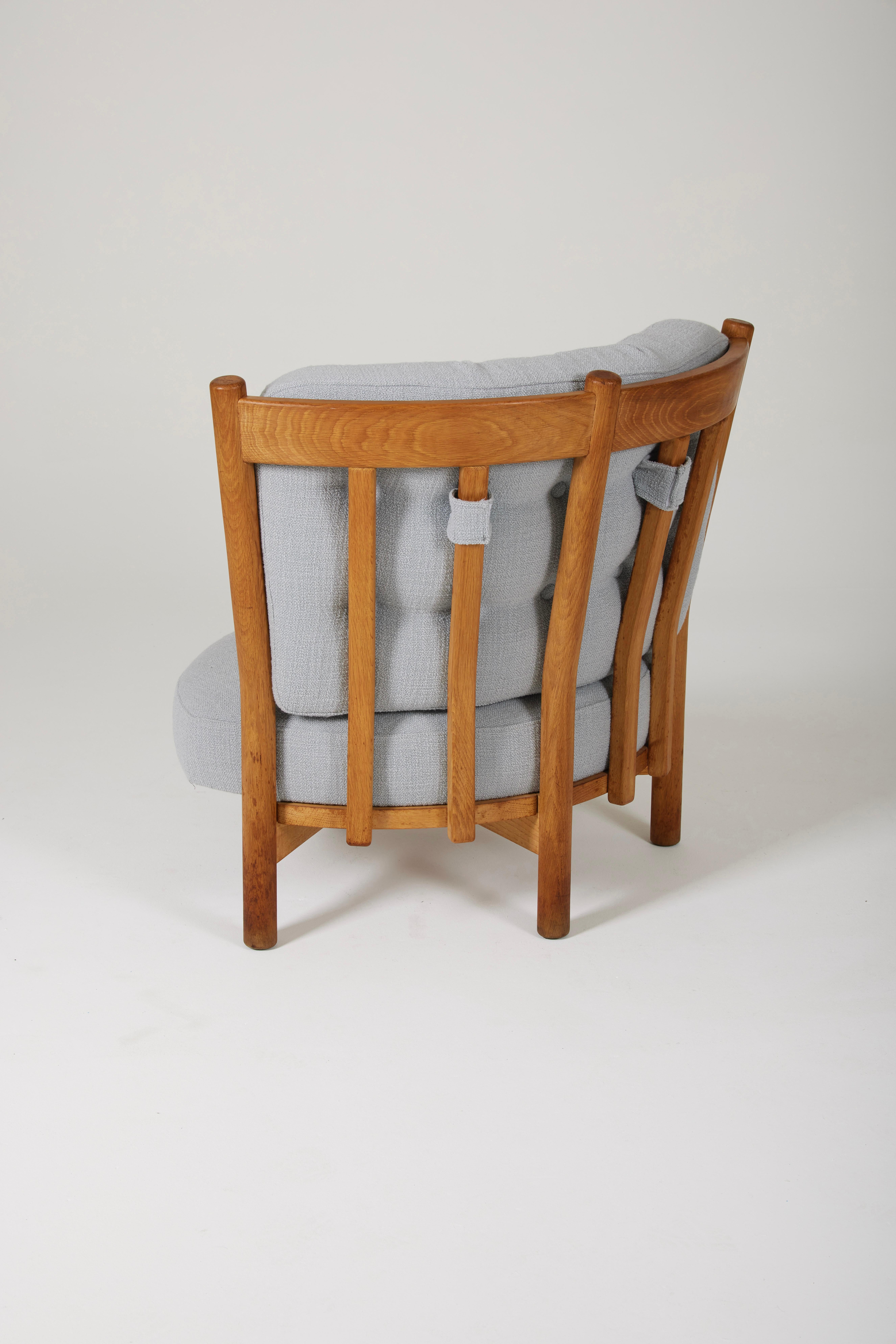 Wood Armchair by Guillerme & Chambron For Sale