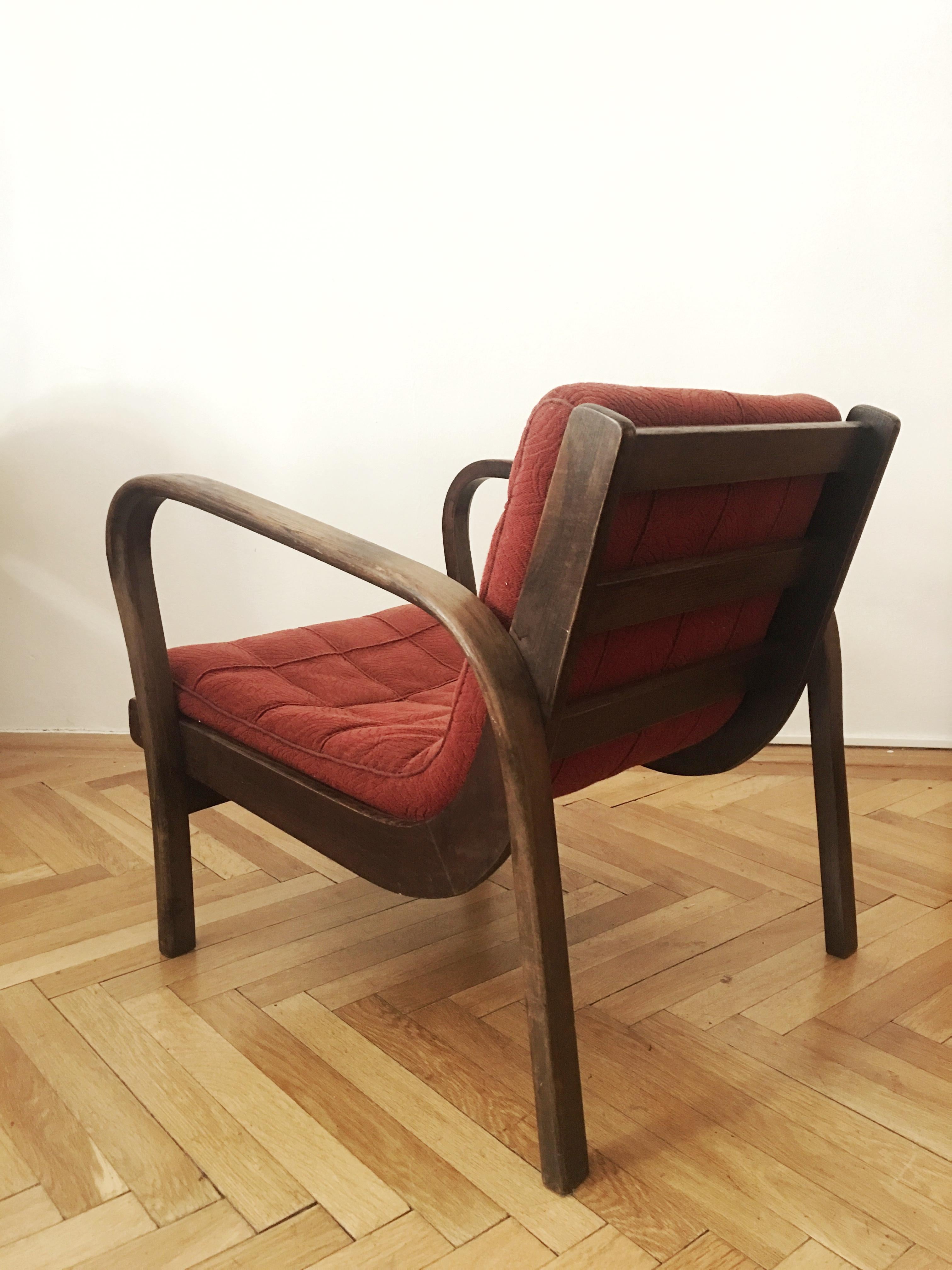 Fabric Armchair by Karel Kozelka and Antonin Kropacek, 1940s For Sale