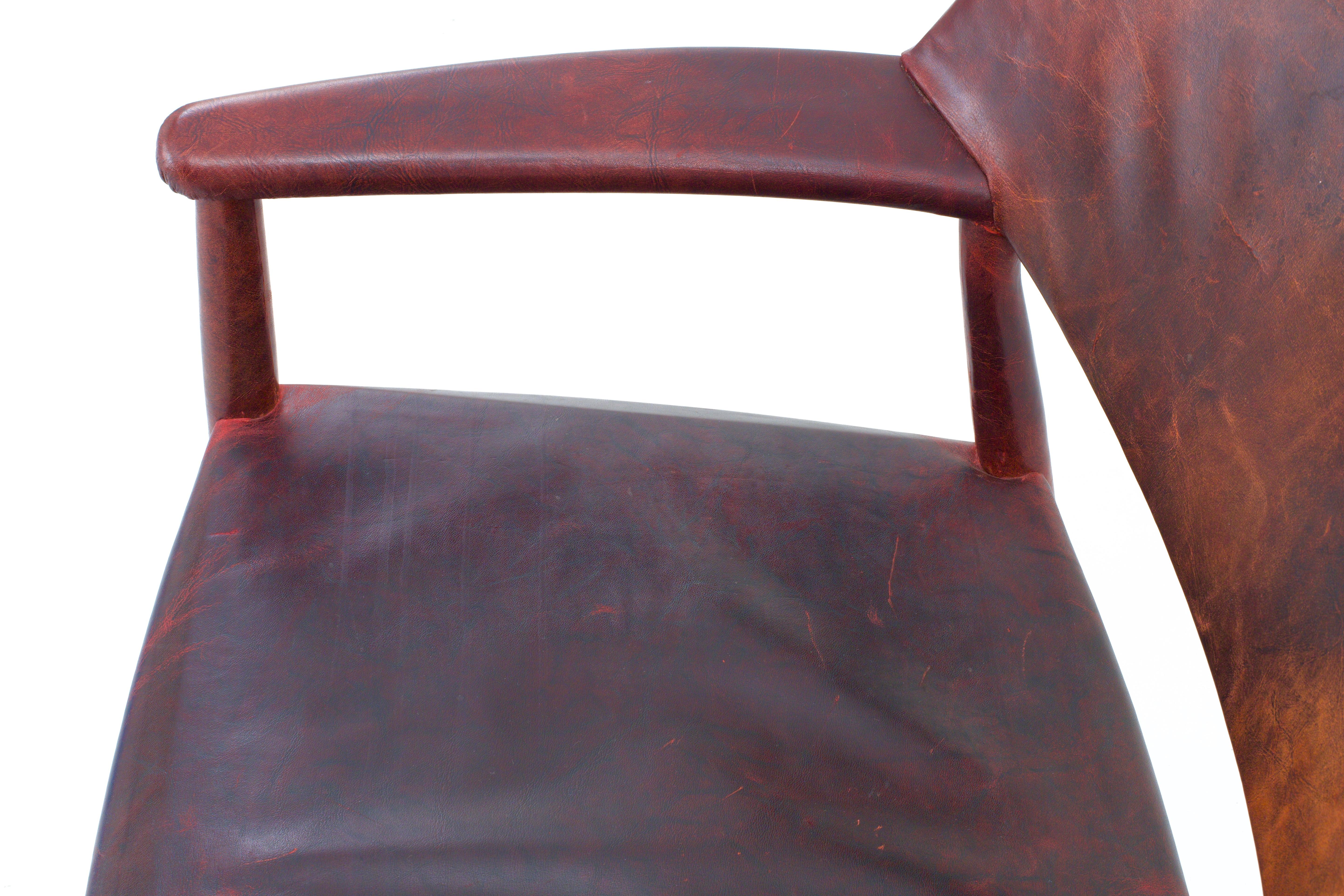 Armchair by Larsen and Madsen in Leather and Wood by W. Beck, Denmark, 1950 For Sale 3