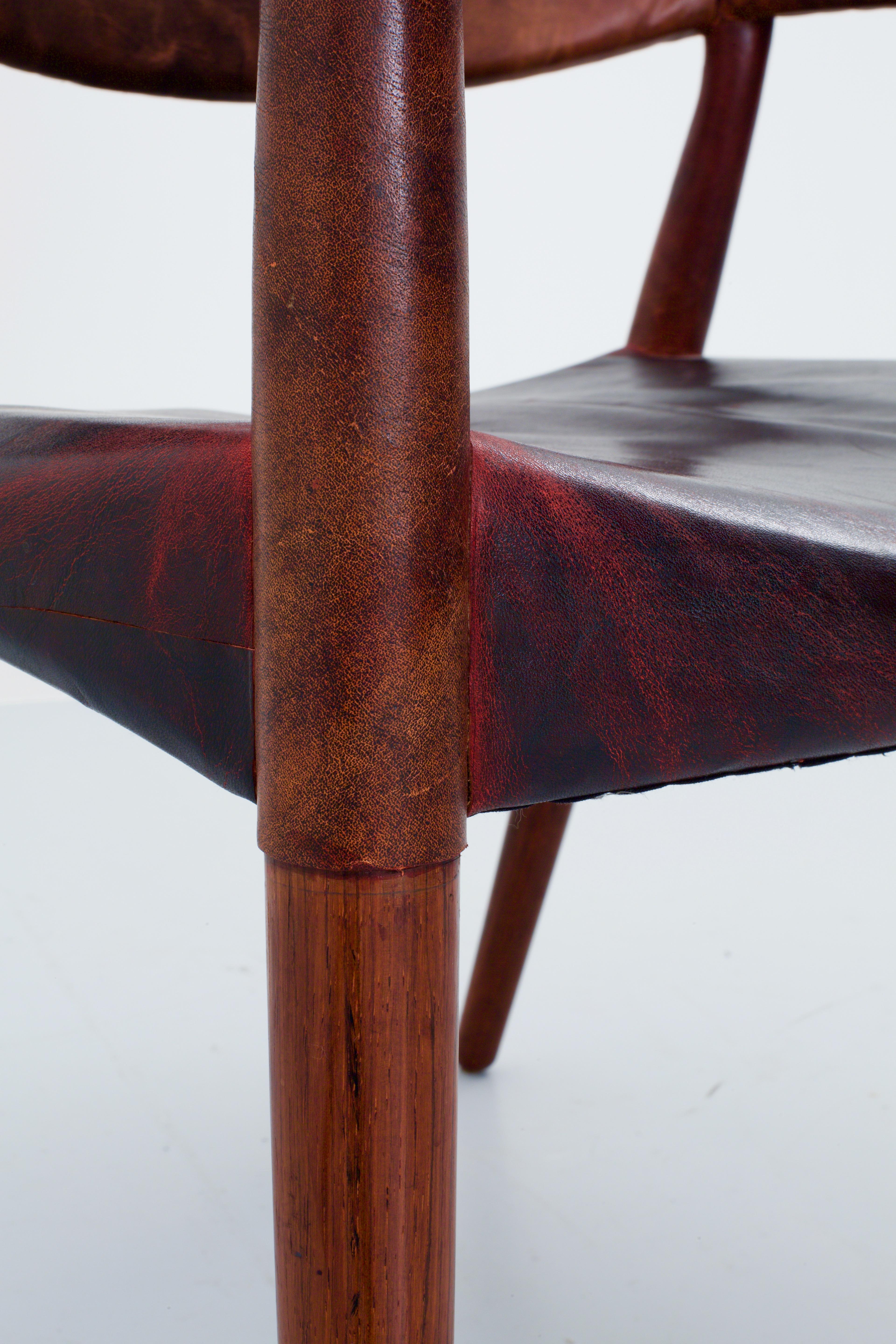 Armchair by Larsen and Madsen in Leather and Rosewood by W. Beck, Denmark, 1950 2