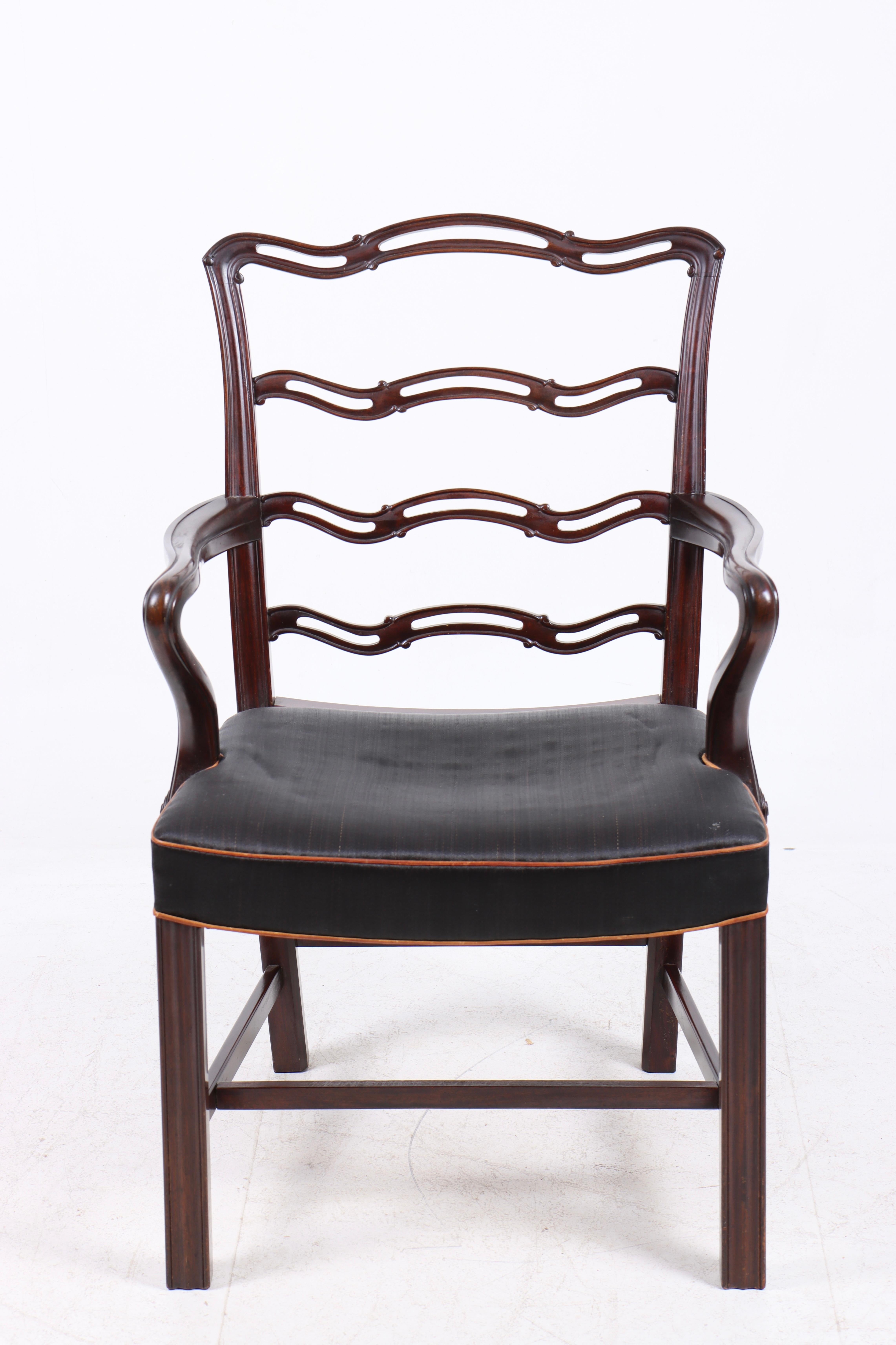 Sessel aus Mahagoni, Leder und Rosshaar. Entworfen und hergestellt von Lysberg Hansen & Terp in den 1940er Jahren. Hergestellt in Dänemark. Toller Originalzustand.