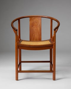 Niels Jensen Armchair, Mahogany & Cane, Scandinavian Modern, 1980s
