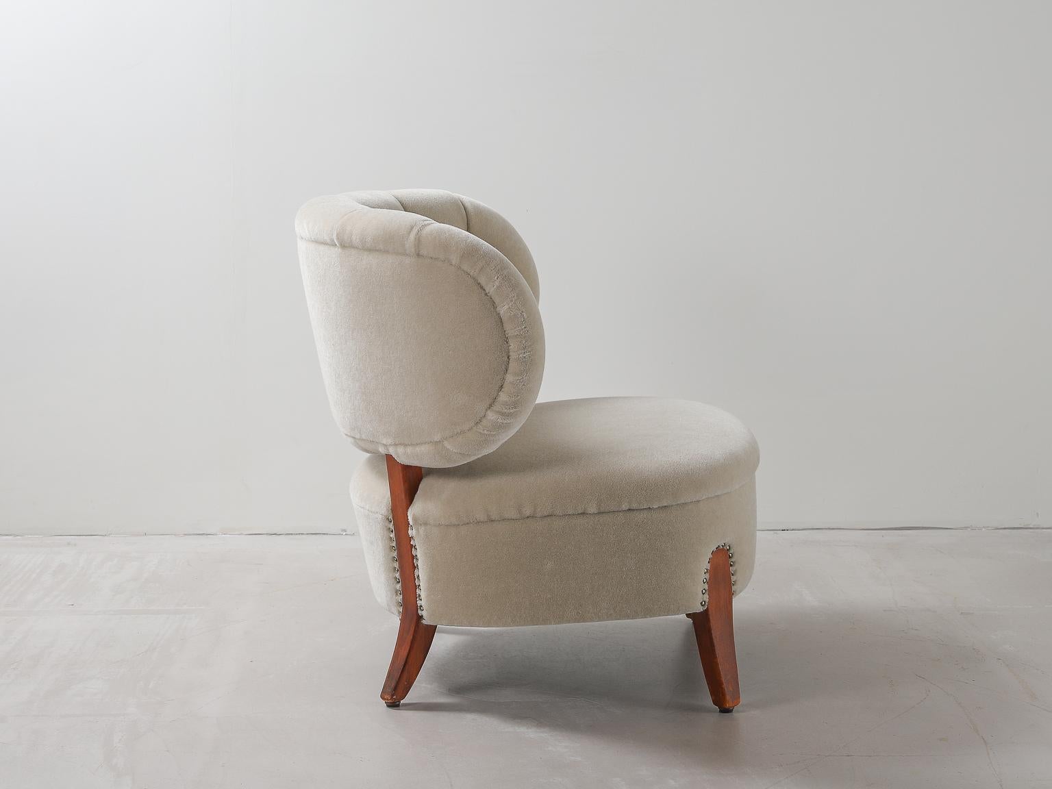 Swedish Armchair by Otto Schulz 1930s-1940s Upholstered in Bespoke Mohair
