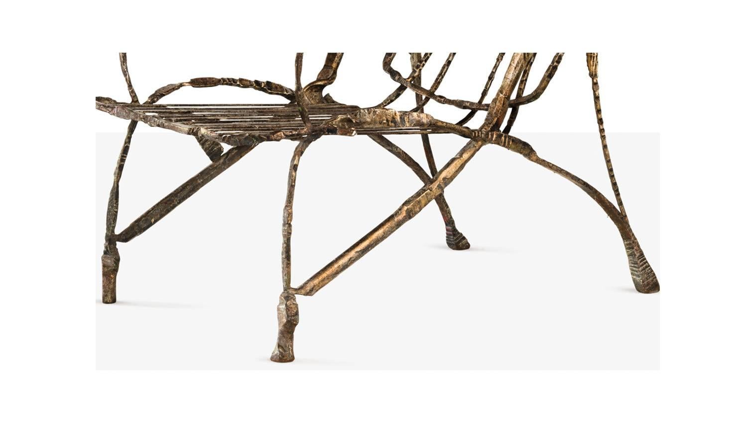 Italian Armchair by Salvino Marsura, Hand-Forged Wrought Iron, Late 20th Century For Sale