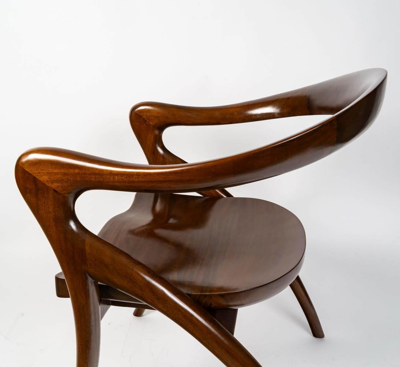 Wood Armchair by the Artist Olivier Schrijver, 20th Century. For Sale
