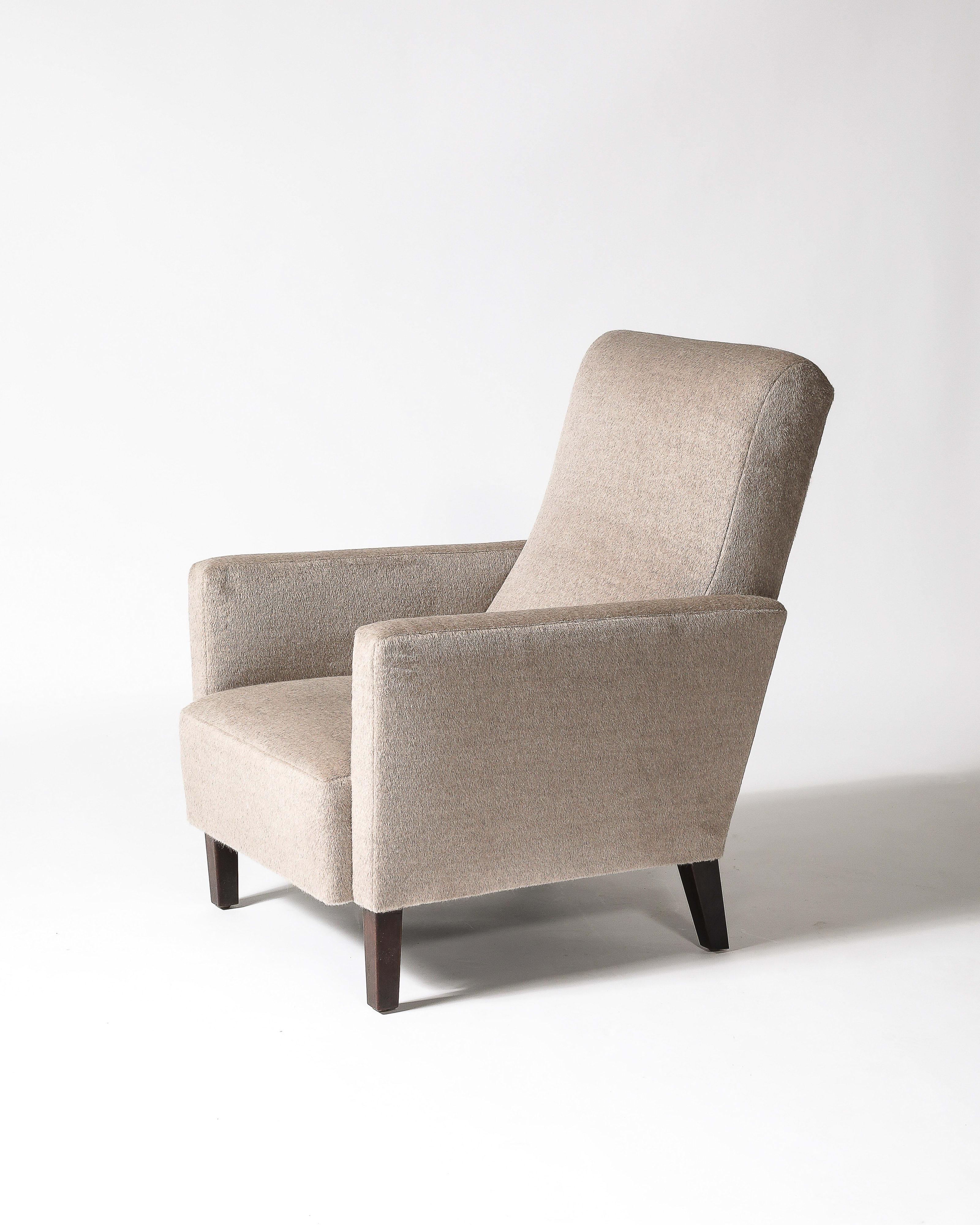 Armchair, c. 1940s Cashmere, Stained Elm Italy, c. 1950 In Excellent Condition For Sale In New York City, NY