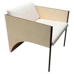 Armchair, Canaletto Walnut Lounge Design, Burnished Steel Legs, Italy