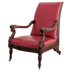 Antique Armchair Carlo X Leather Mohagany