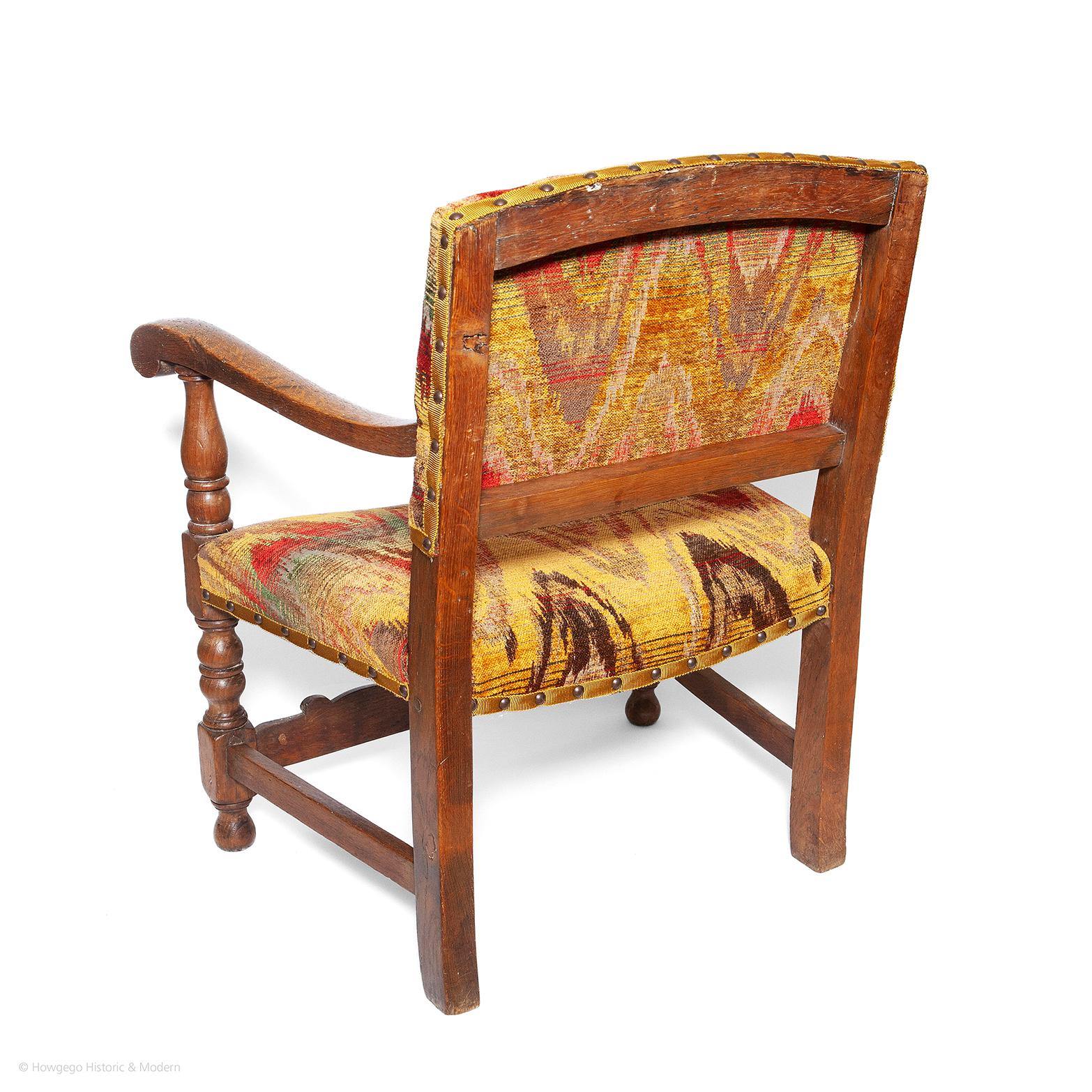 Baroque Revival Armchair Child Sample Oak Baroque Jacobean Revival Crown Antiquarian For Sale