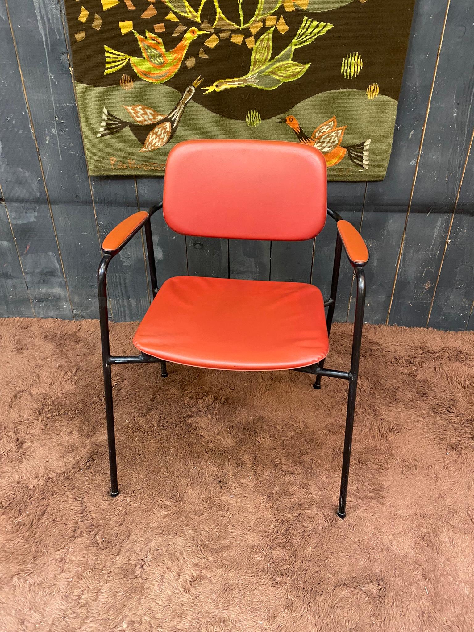 Lacquered Armchair circa 1950, French Reconstruction For Sale