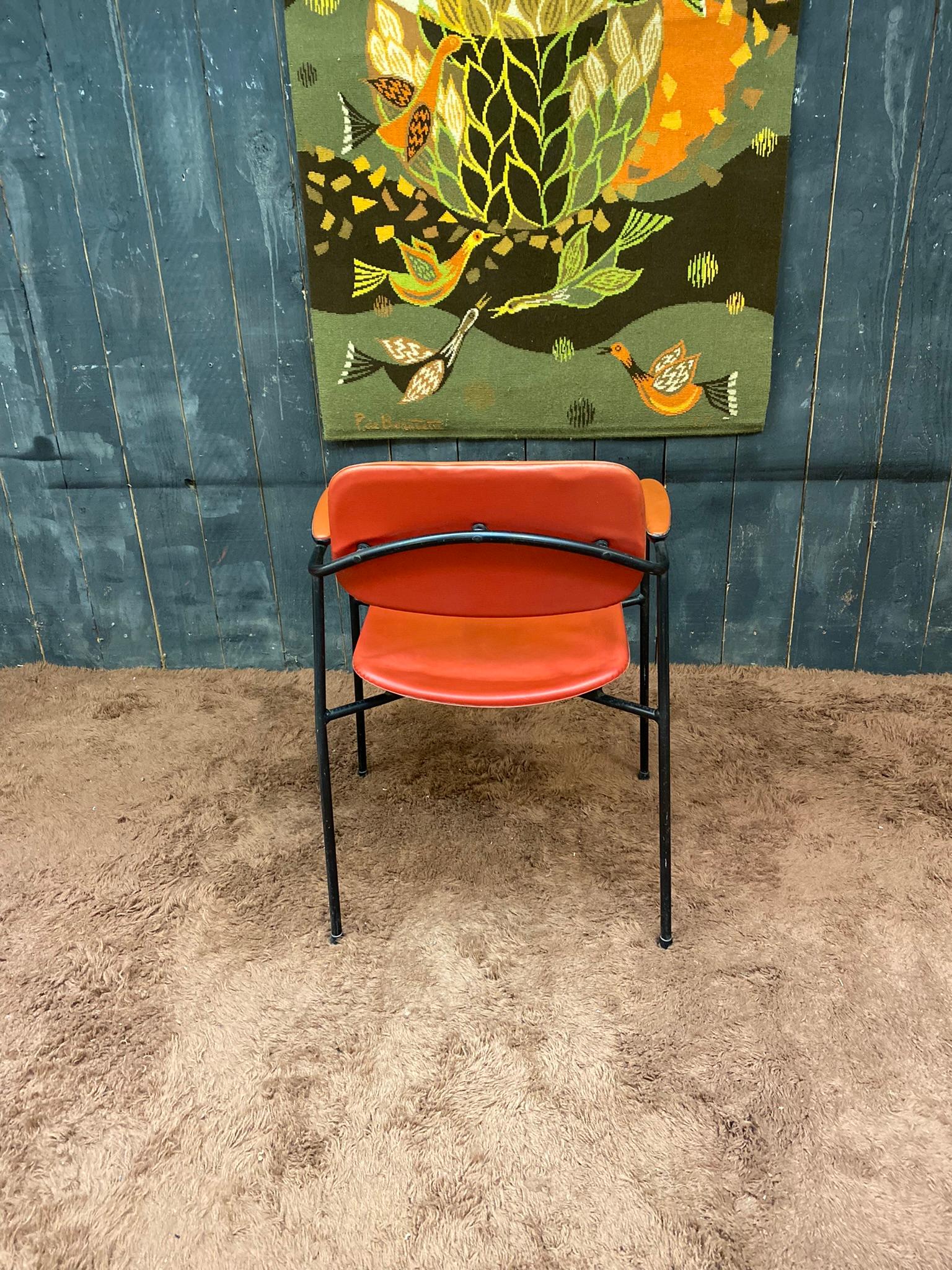 Metal Armchair circa 1950, French Reconstruction For Sale