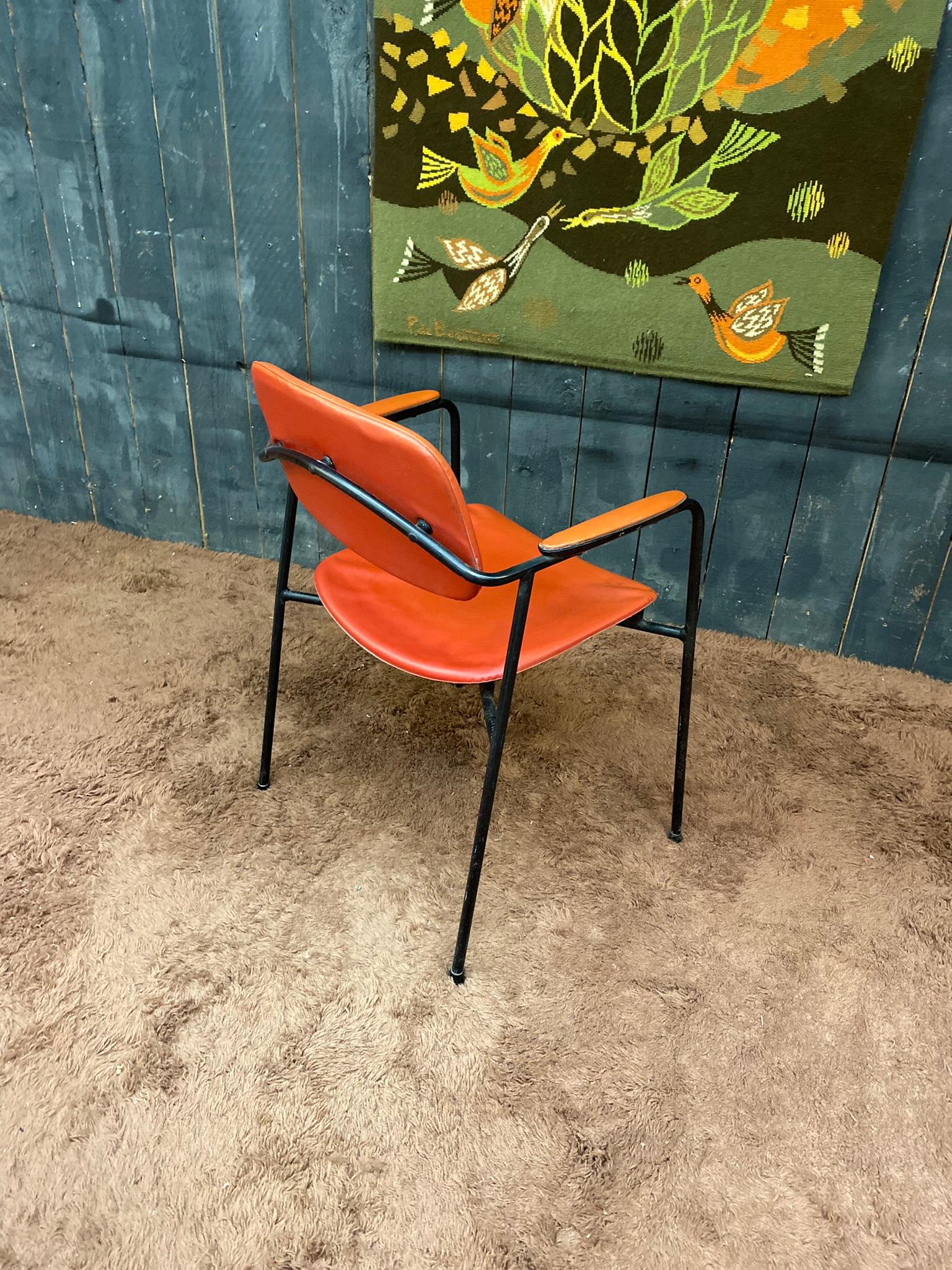 Métal Fauteuil datant d'environ 1950, reconstruction française en vente