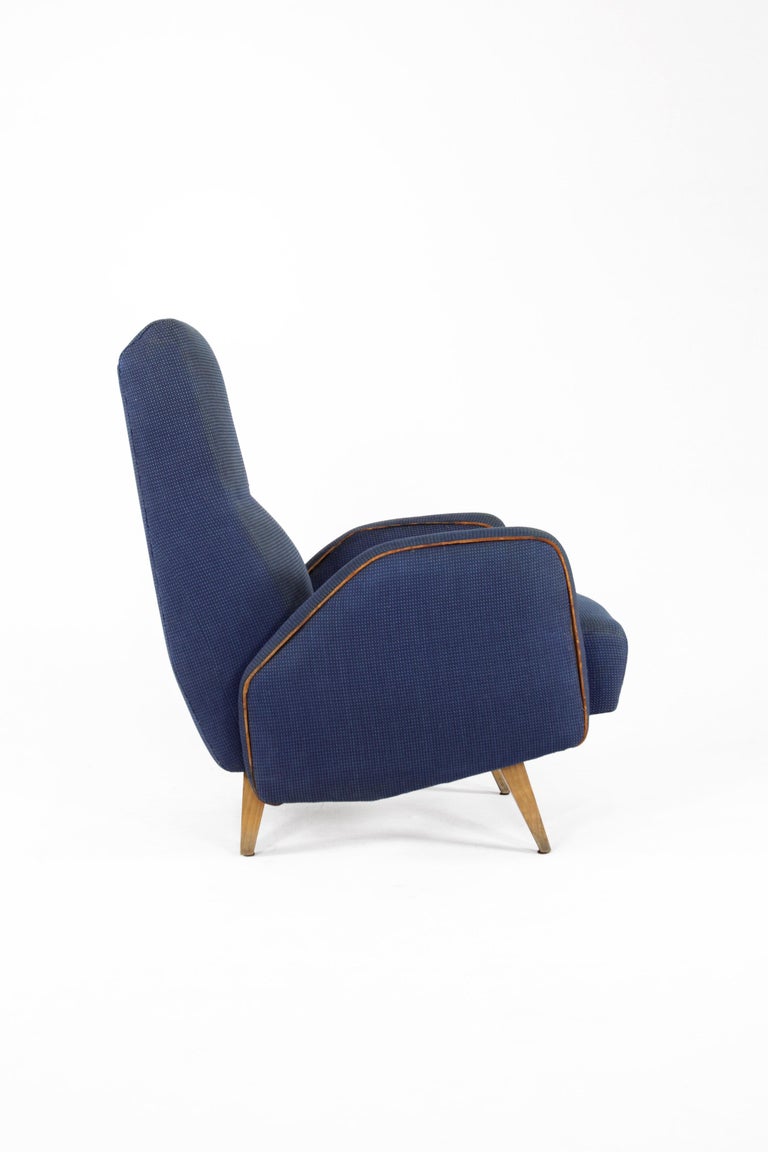 Chair, design by Nino Zoncada, Italy, 1950s. The chair has the original cover with leather piping.