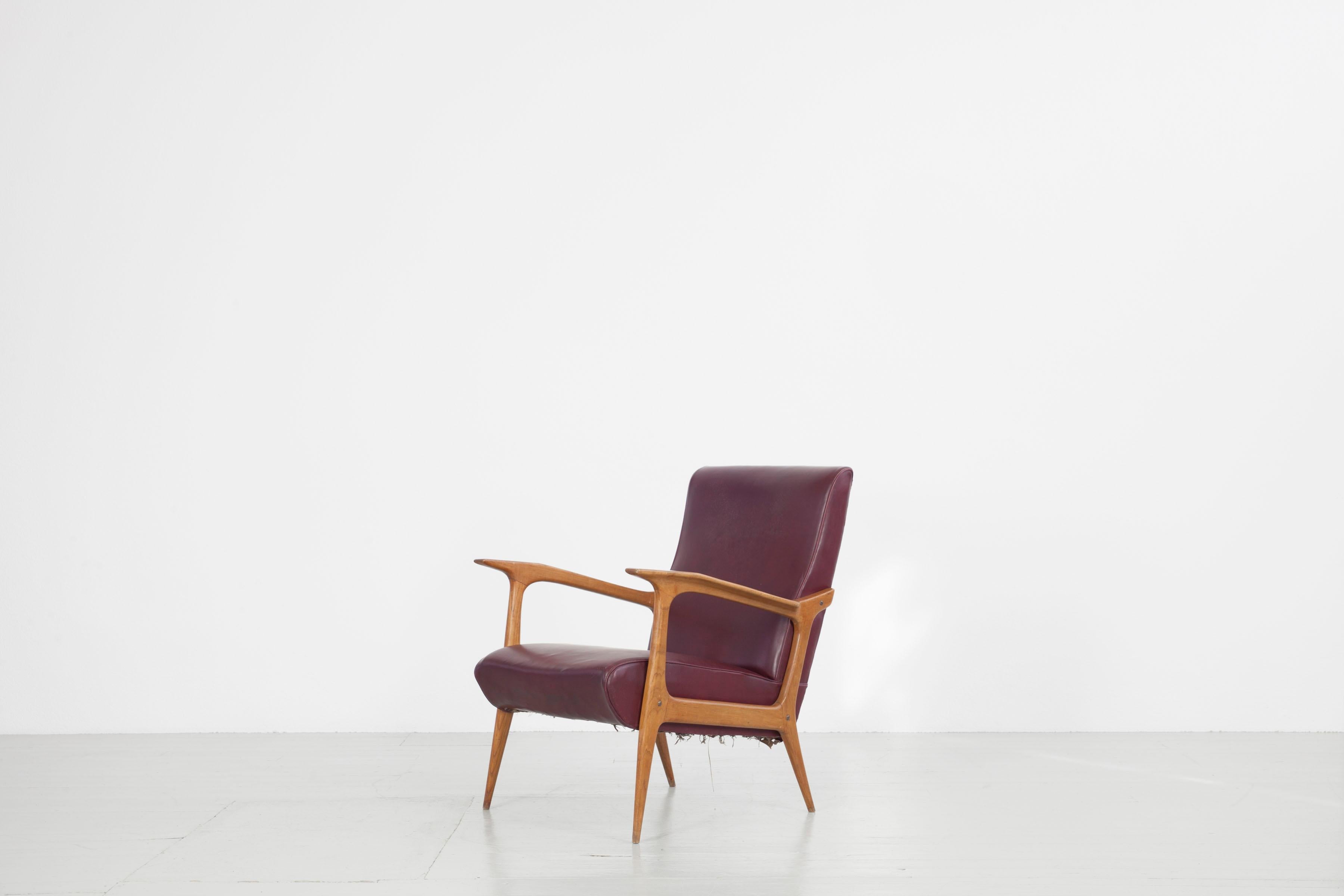Armchair Designed by Farina Morez Ruggero in the 1950s in Italy For Sale 1