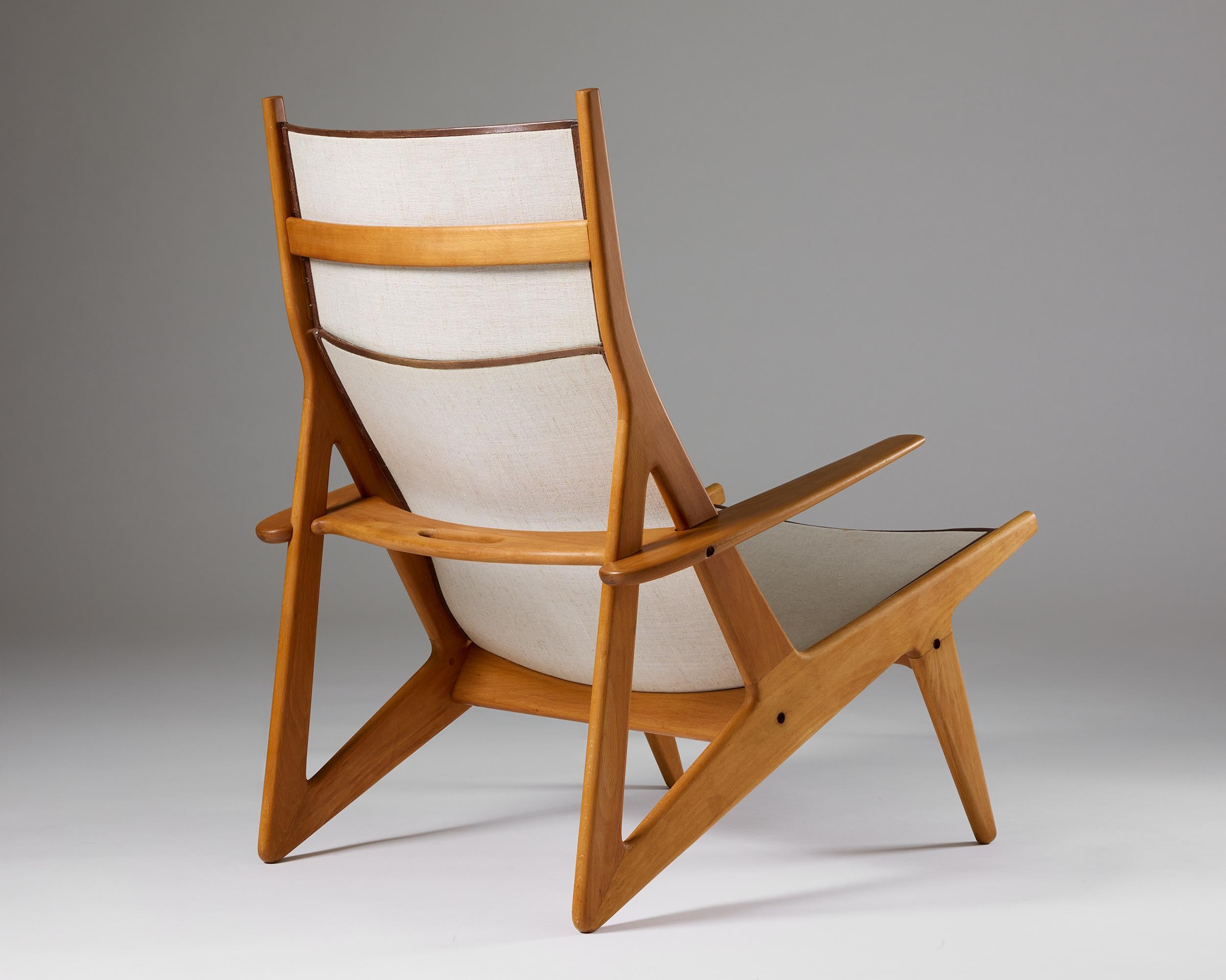 Cuir Fauteuil am designs par Hans Frost Nielsen Danemark, 1974 en vente