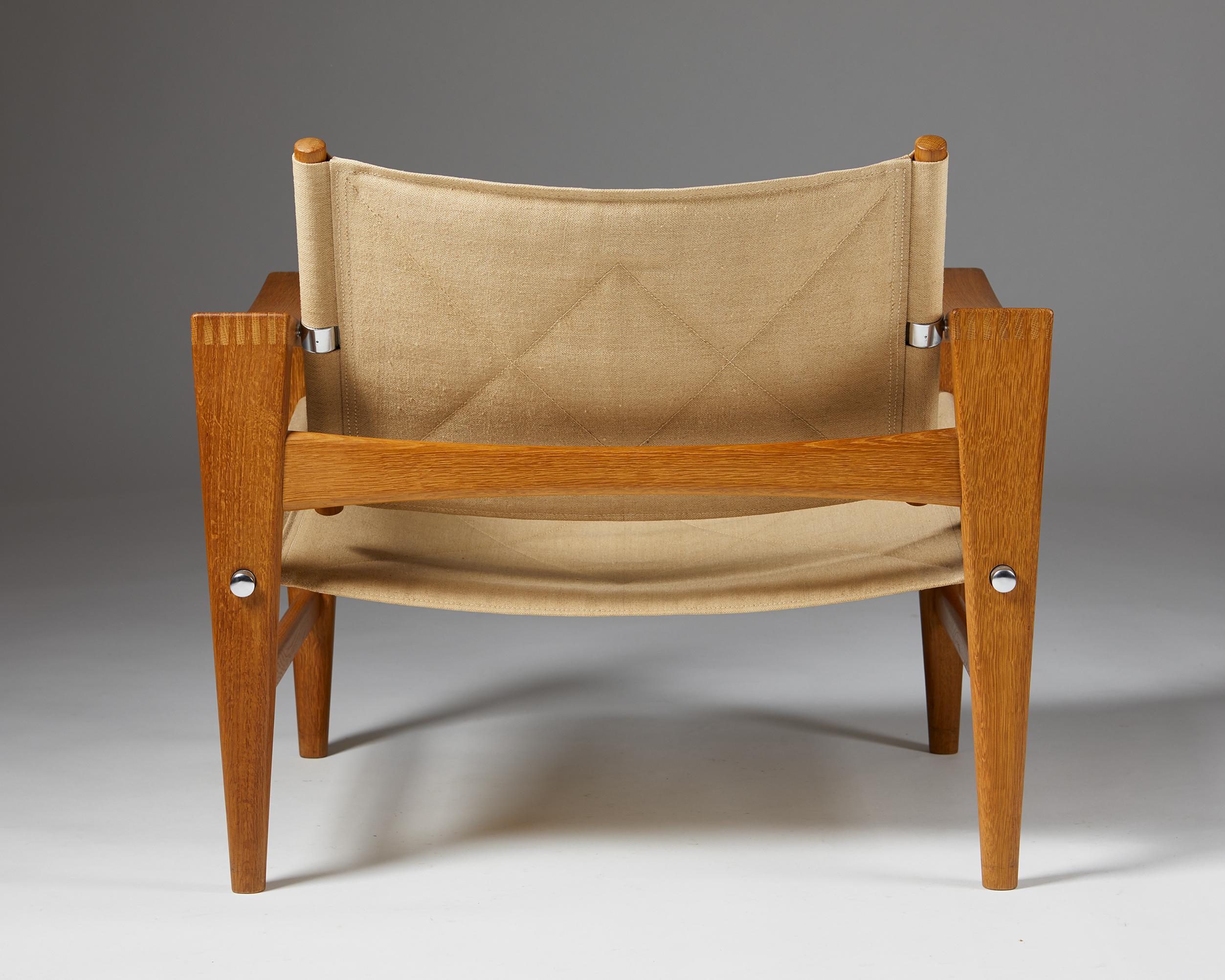 Sessel entworfen von Hans J. Wegner für Johannes Hansen, Dänemark, 1950er Jahre (Leinwand) im Angebot