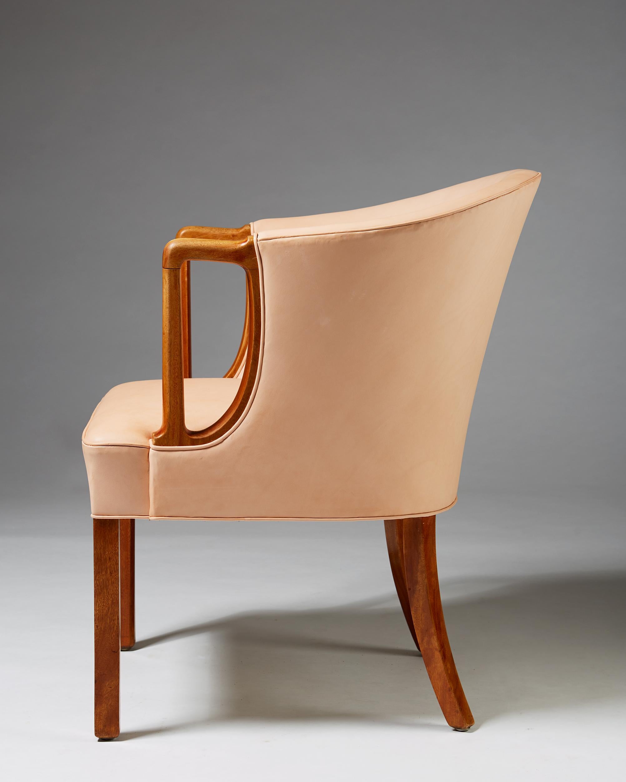 Leather Armchair Designed by Jacob Kjaer, Denmark, 1950s