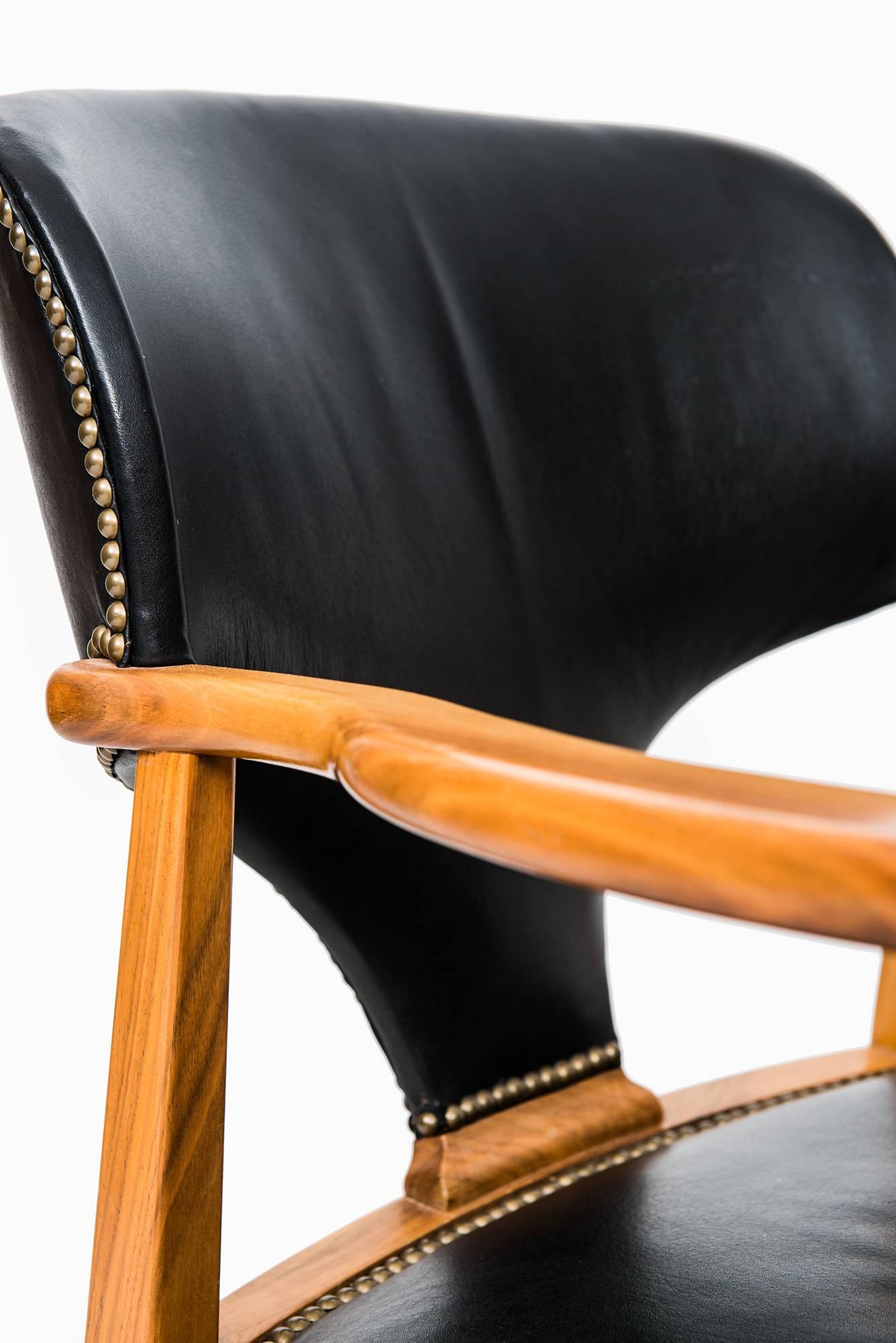 Leather Armchair Designed by Josef Frank Produced by Svenskt Tenn in Sweden