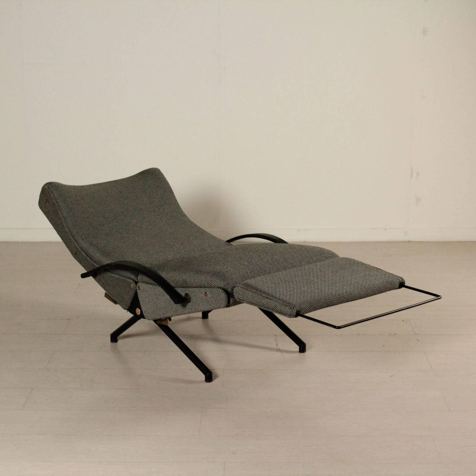 Italian Armchair Designed by Osvaldo Borsani Metal Fabric Vintage Italy 1950s