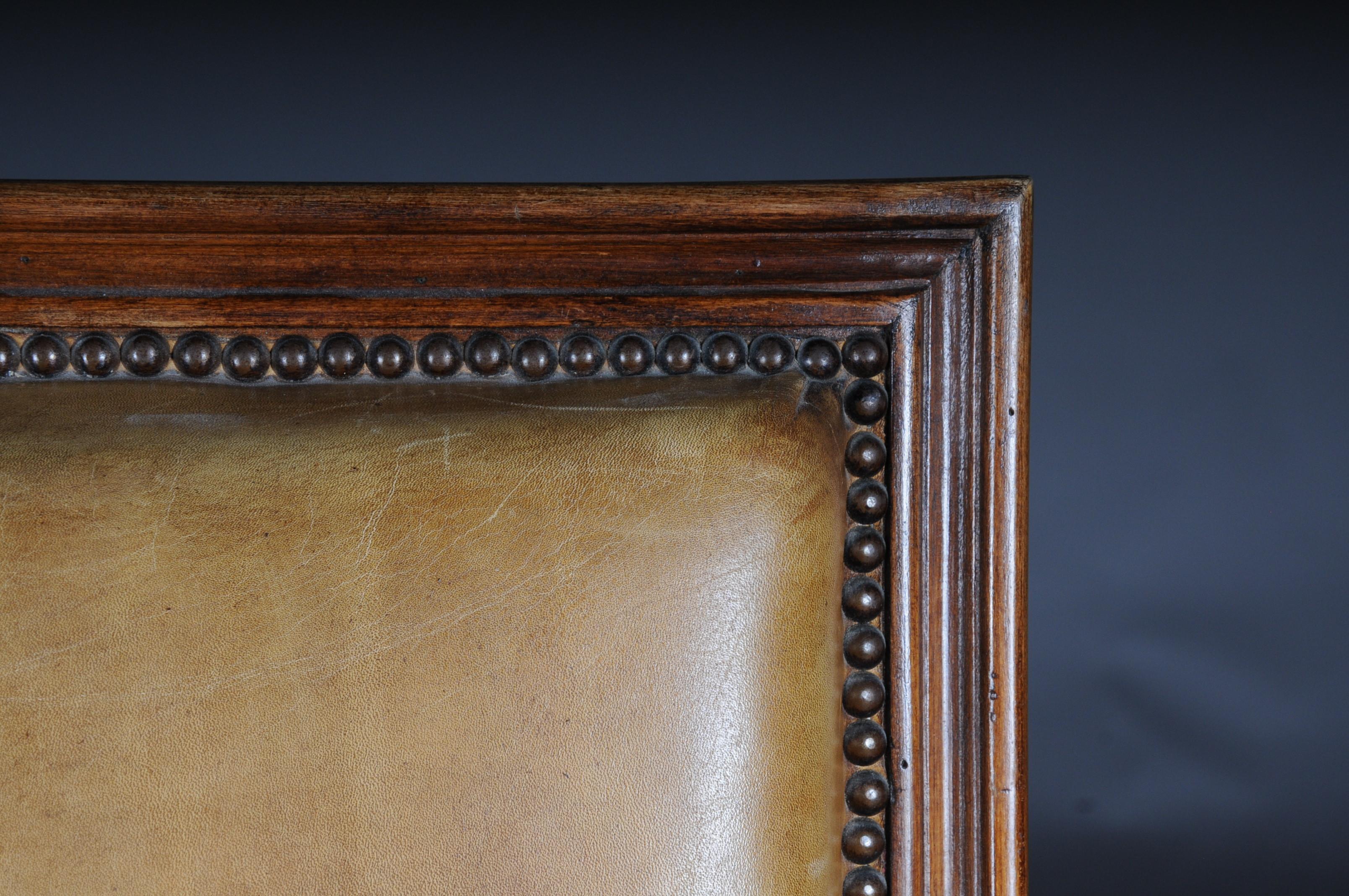 Armchair English Leather from, 19th Century Mahogany For Sale 5