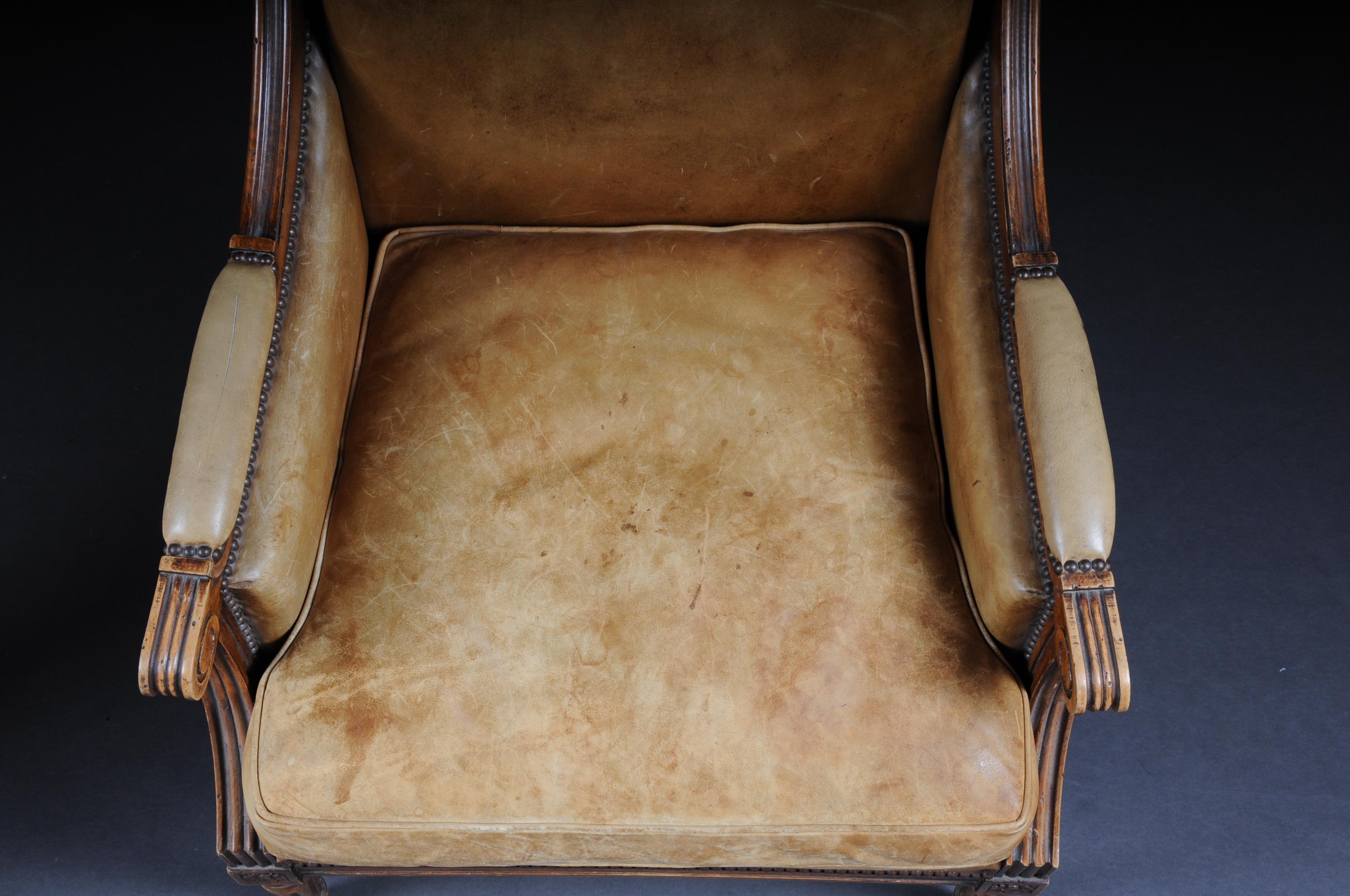 Armchair English Leather from, 19th Century Mahogany 4