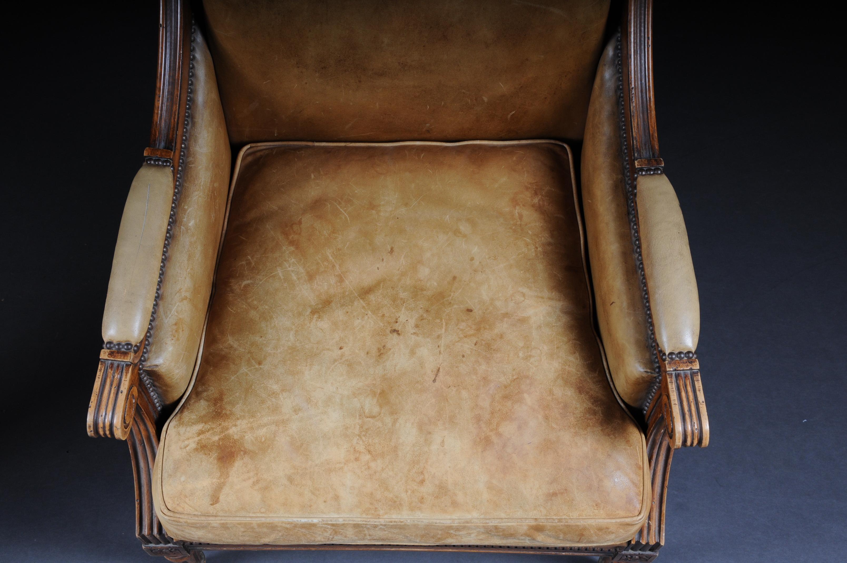 Fauteuil en cuir anglais du XIXe siècle, acajou en vente 4